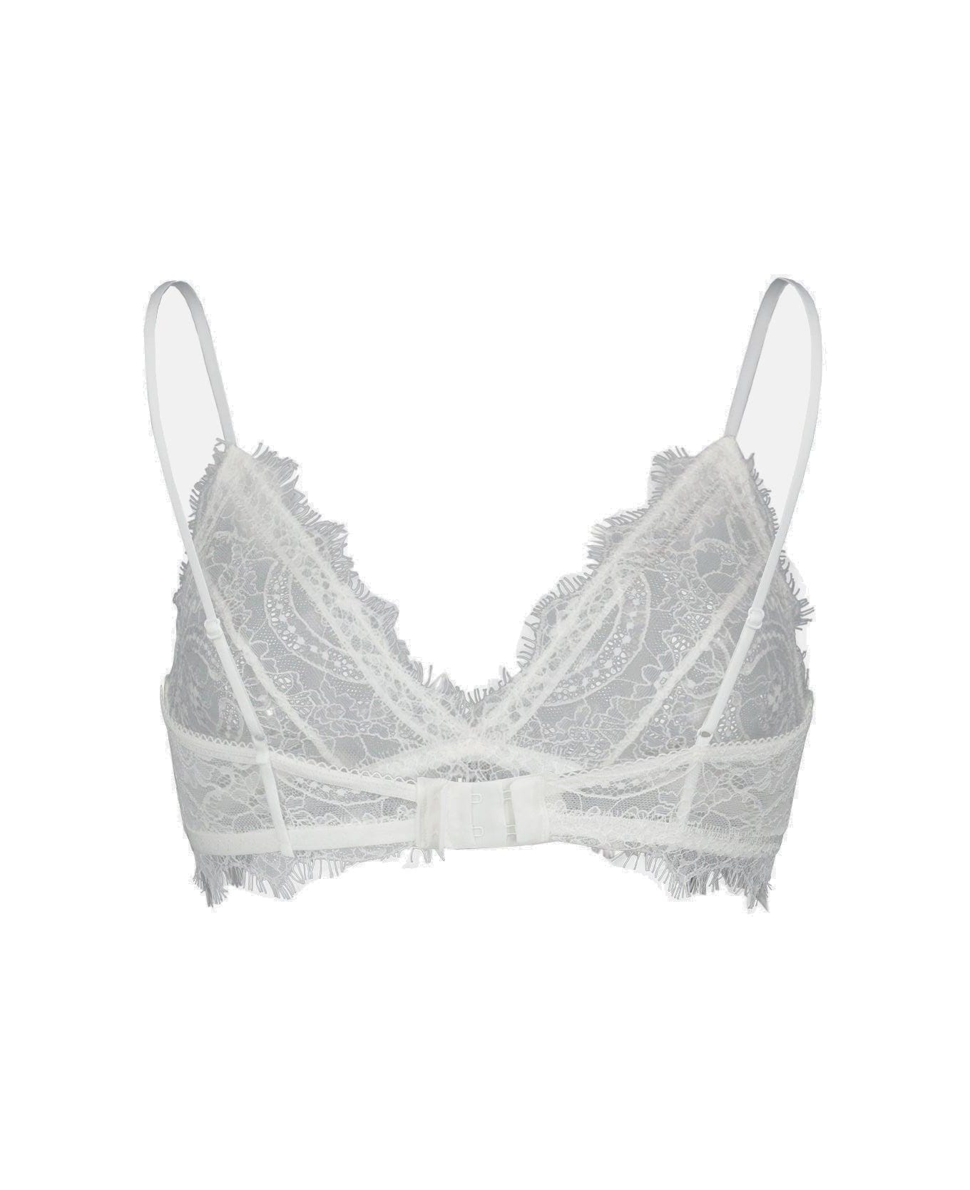 Anine Bing Triangle Cup Sheer Lace Bra - Avorio