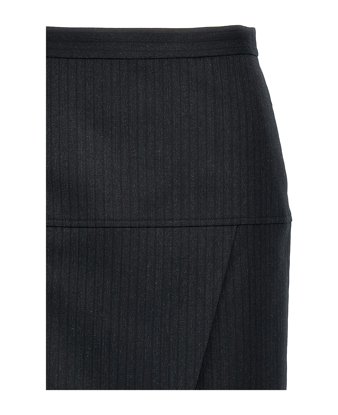 Fendi Pinstriped Wool Skirt - Gray スカート