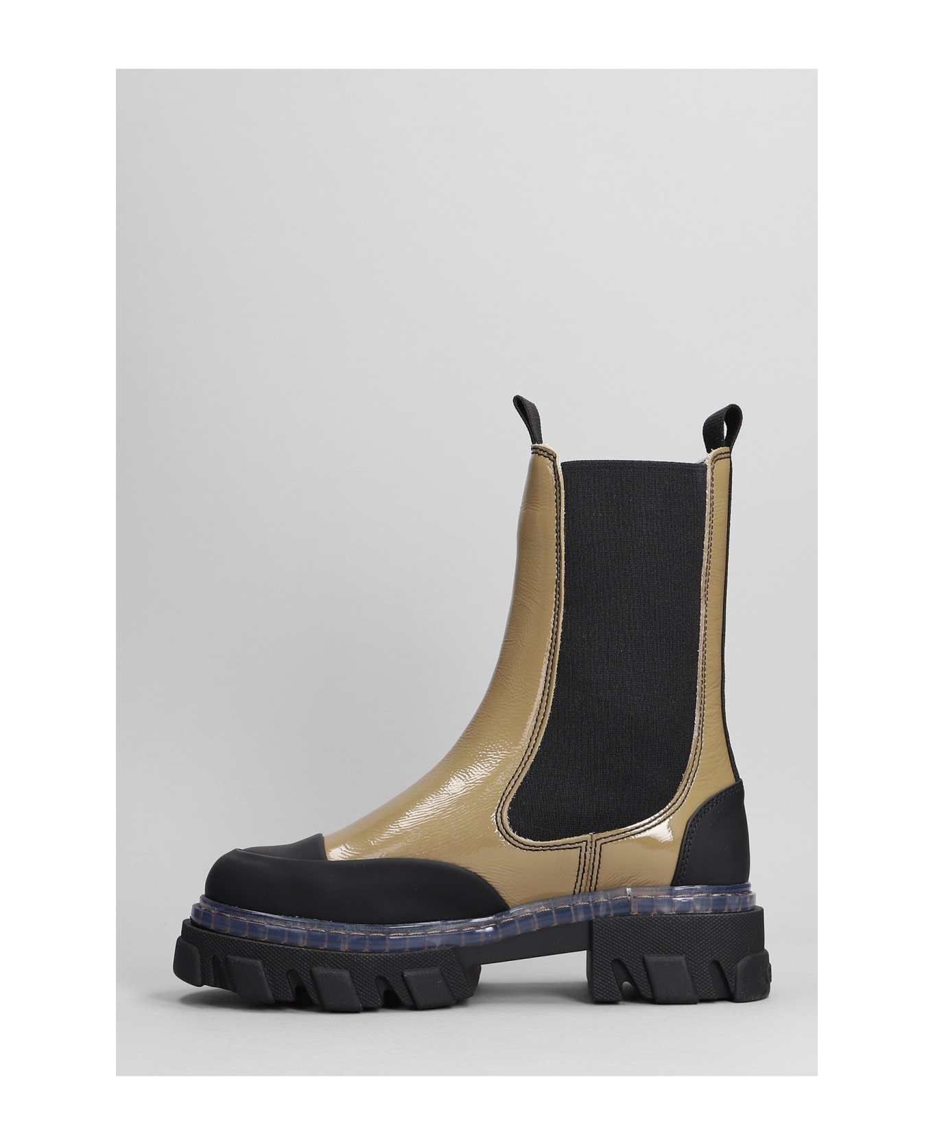 Ganni Combat Boots In Yellow Leather - yellow