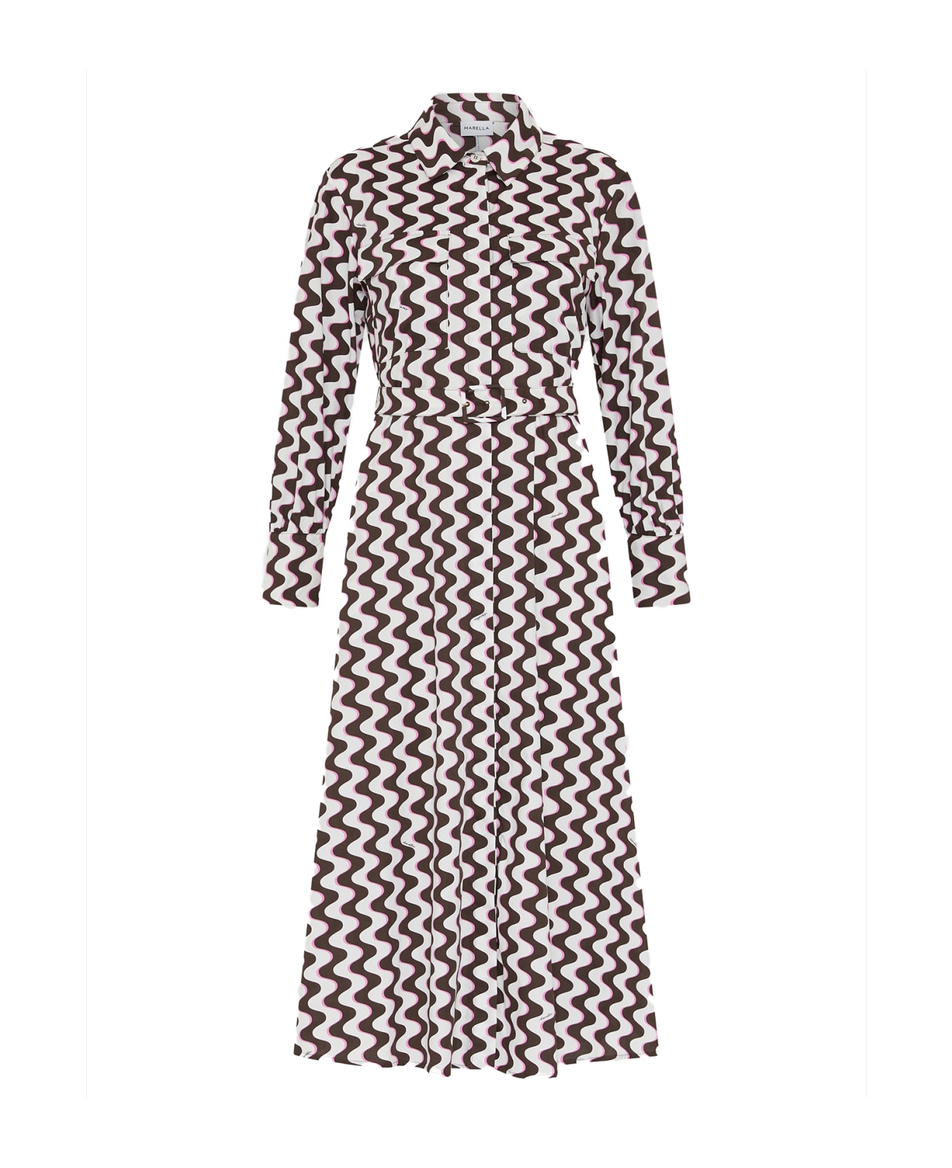 Marella Future Print Long-sleeved Dress - GANACHE