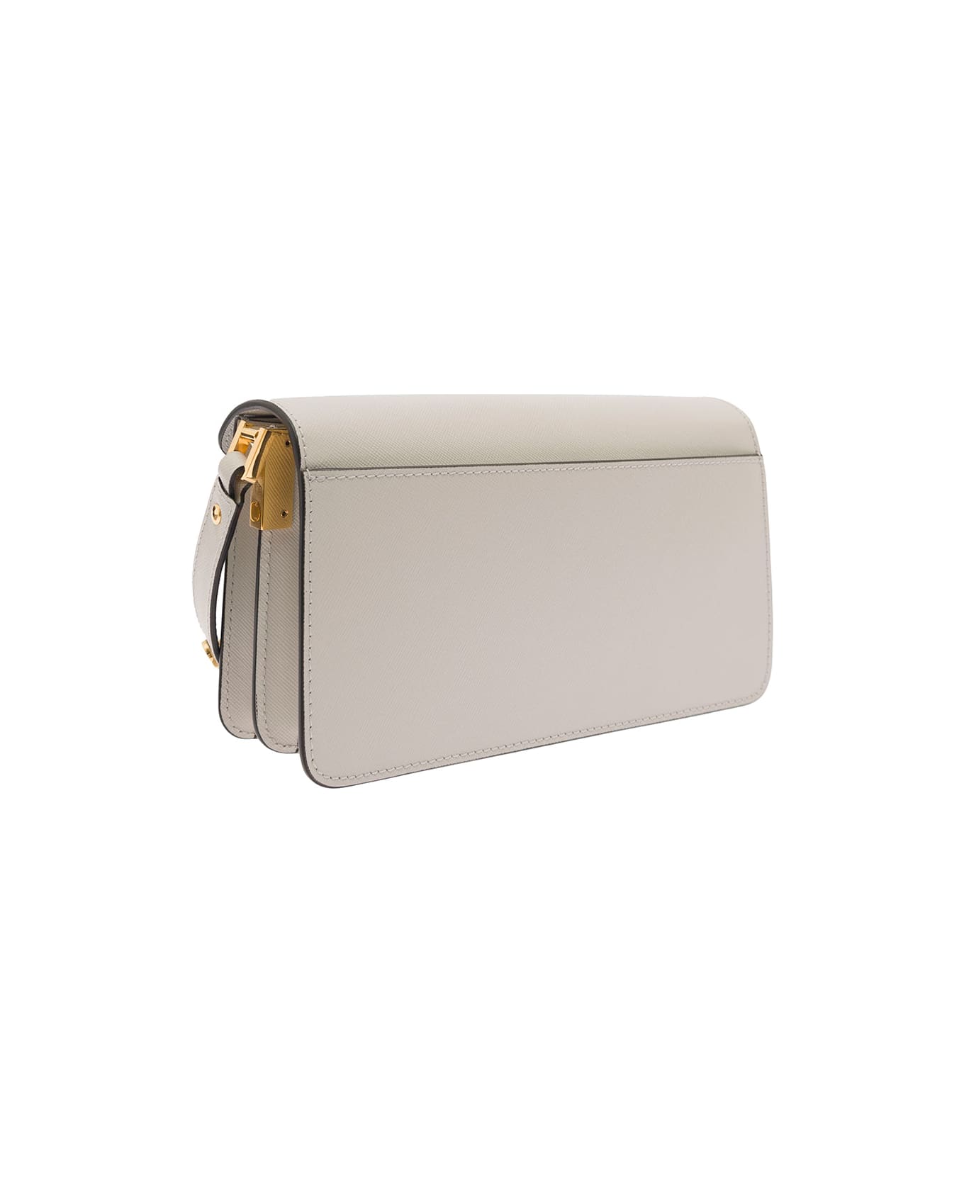 Marni 'trunk' White Shoulder Bag With Push-lock Fastening In Leather Woman - White ショルダーバッグ