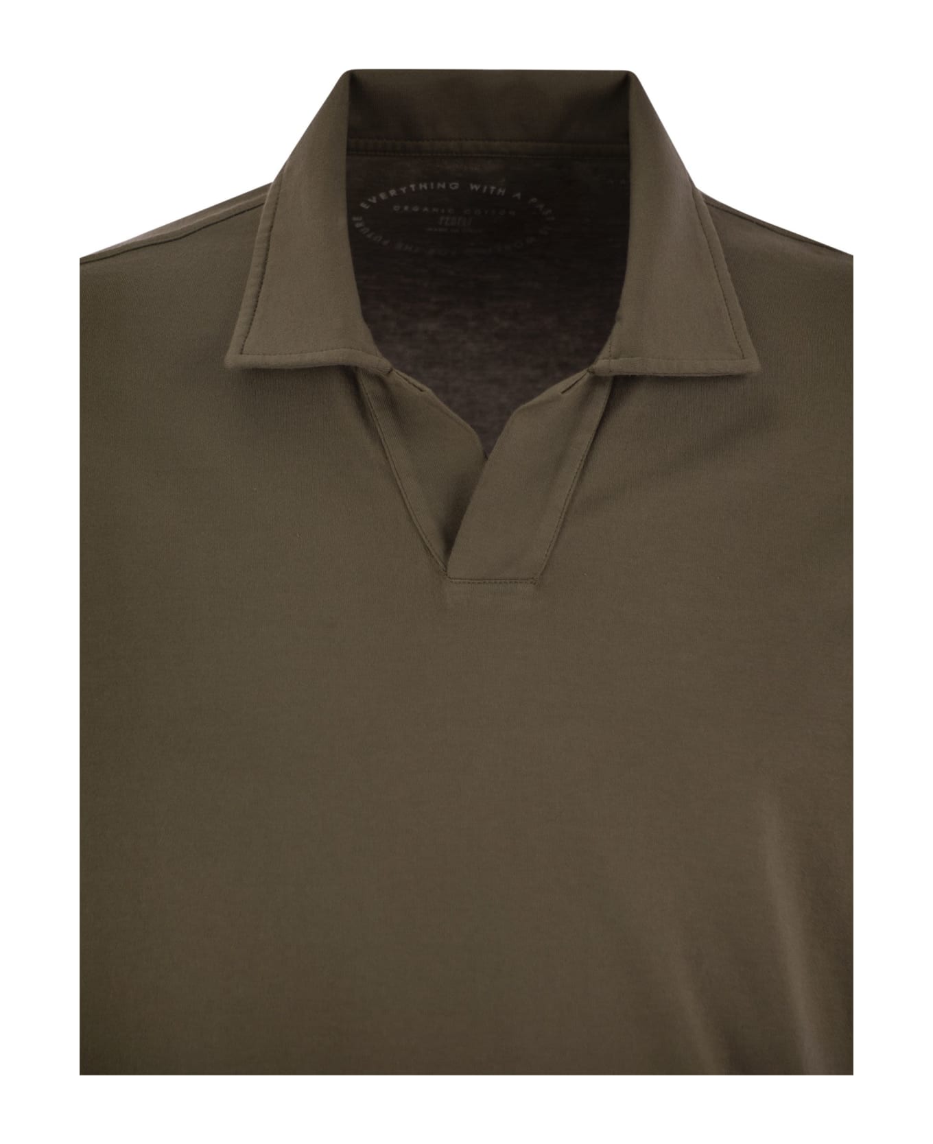 Fedeli Cotton Polo Shirt With Open Collar - Brown ポロシャツ