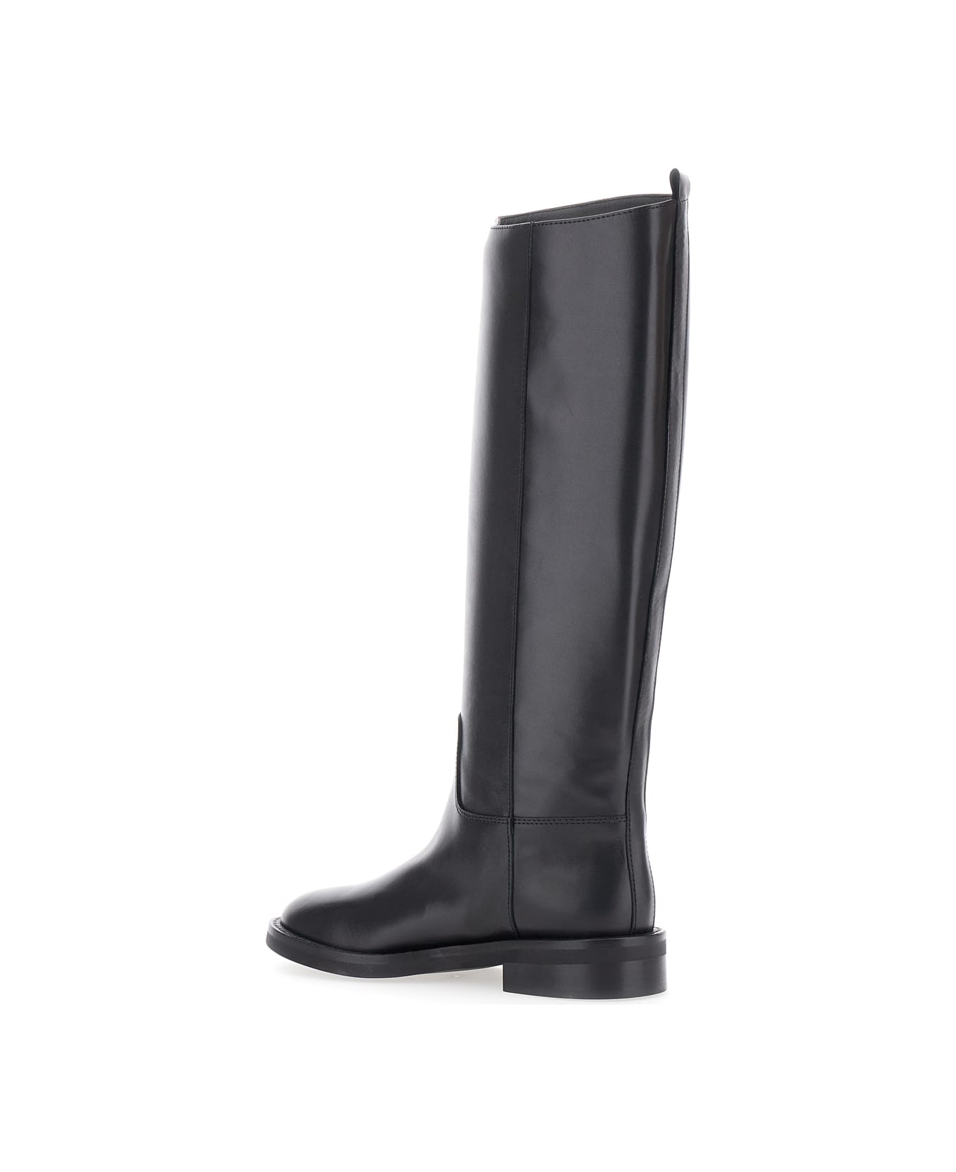 Via Roma 15 Black Slip-on Boots With Round Toe In Leather Woman - Black
