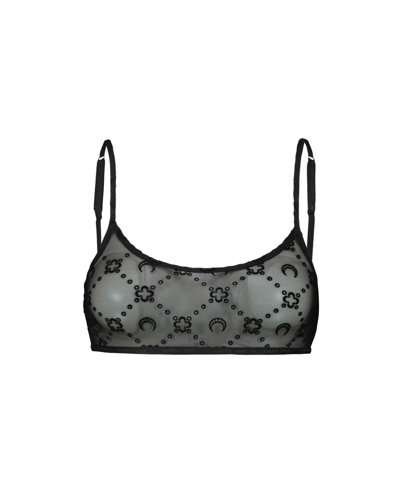 Marine Serre Recycled Mesh Flock Bralette - Black