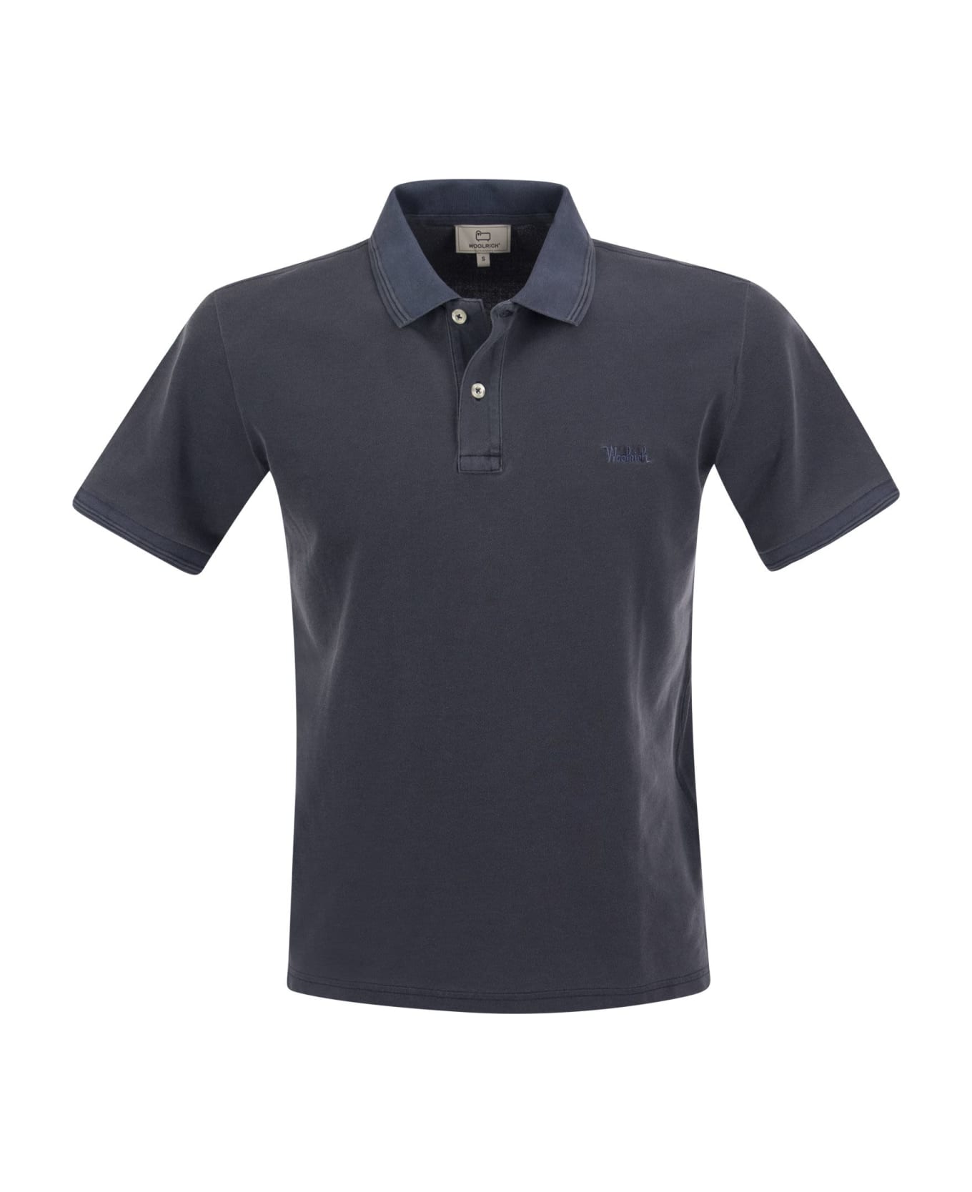 Woolrich Stretch Cotton Pique Polo Shirt - Blue ポロシャツ