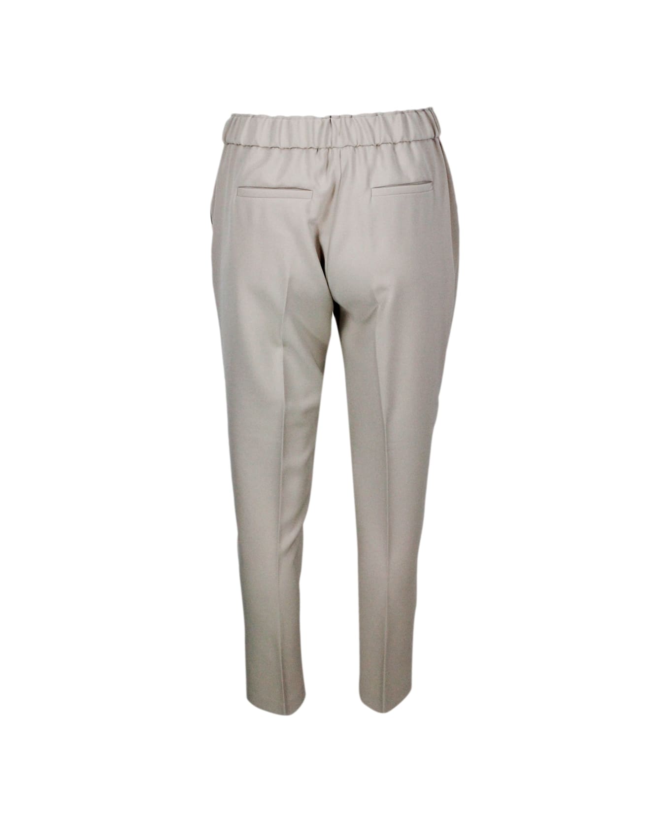 Antonelli Jogging Trousers With Elastic Waist And Welt Pockets With A Cigarette Fit - Beige ボトムス