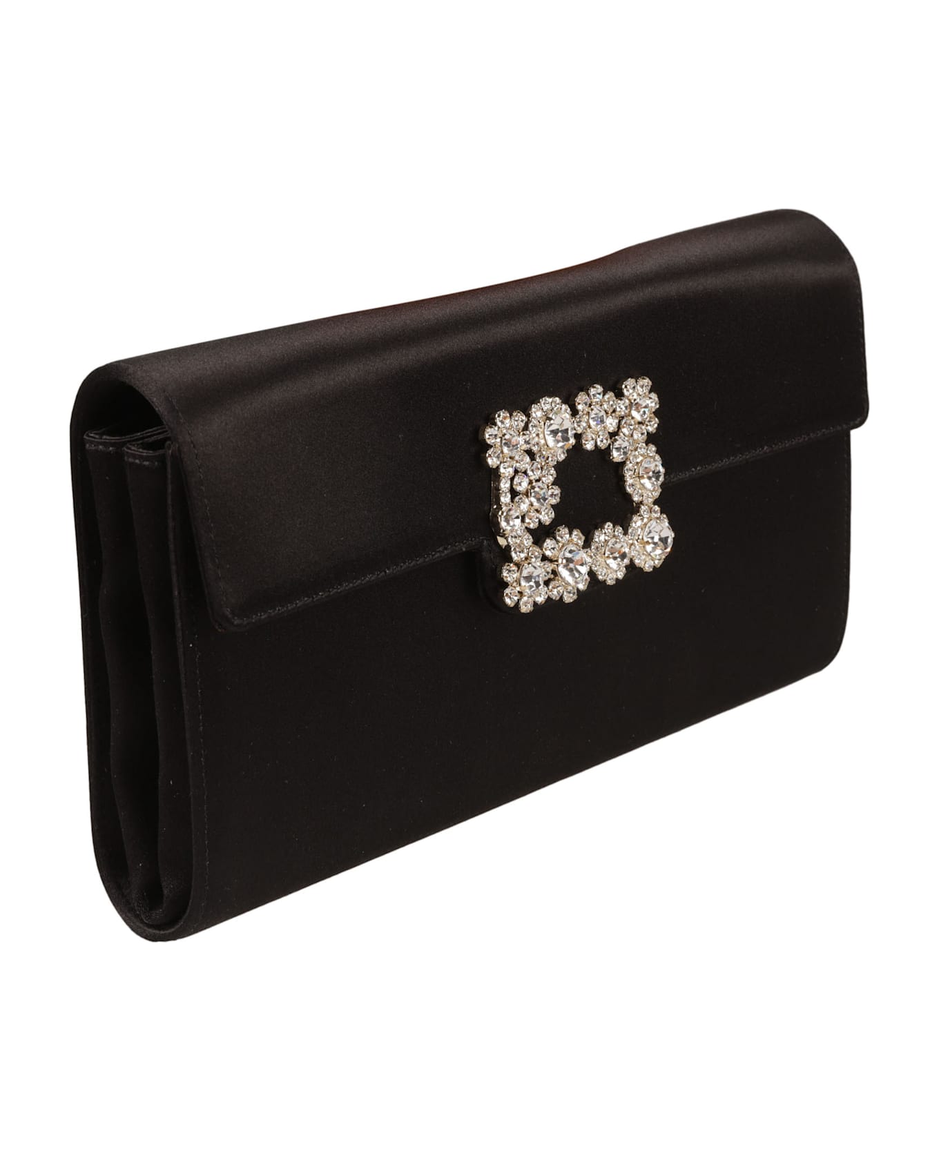 Roger Vivier Floral Embellished Clutch - Black
