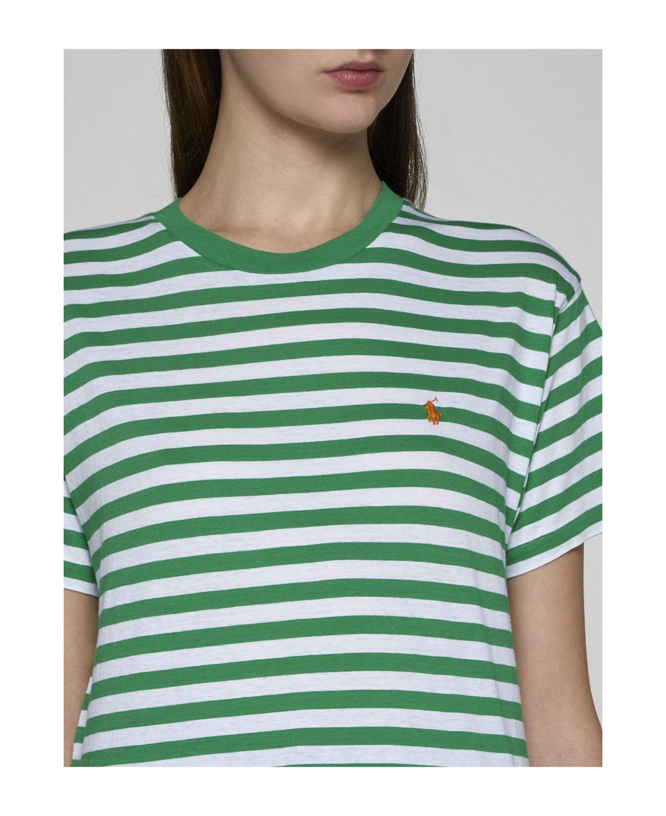 Ralph Lauren Striped Cotton T-shirt - Preppy Green White Tシャツ