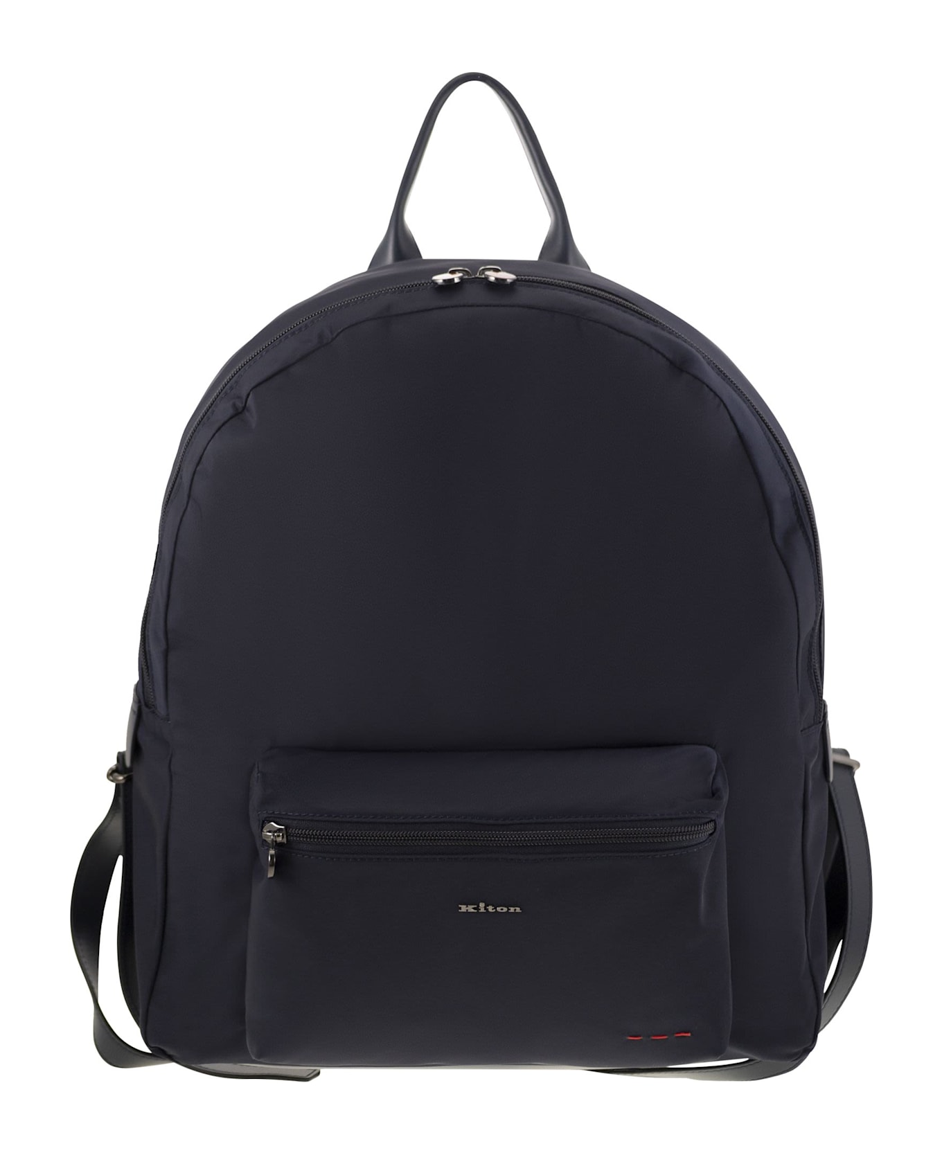 Kiton Technical Fabric Backpack With Logo - Blue