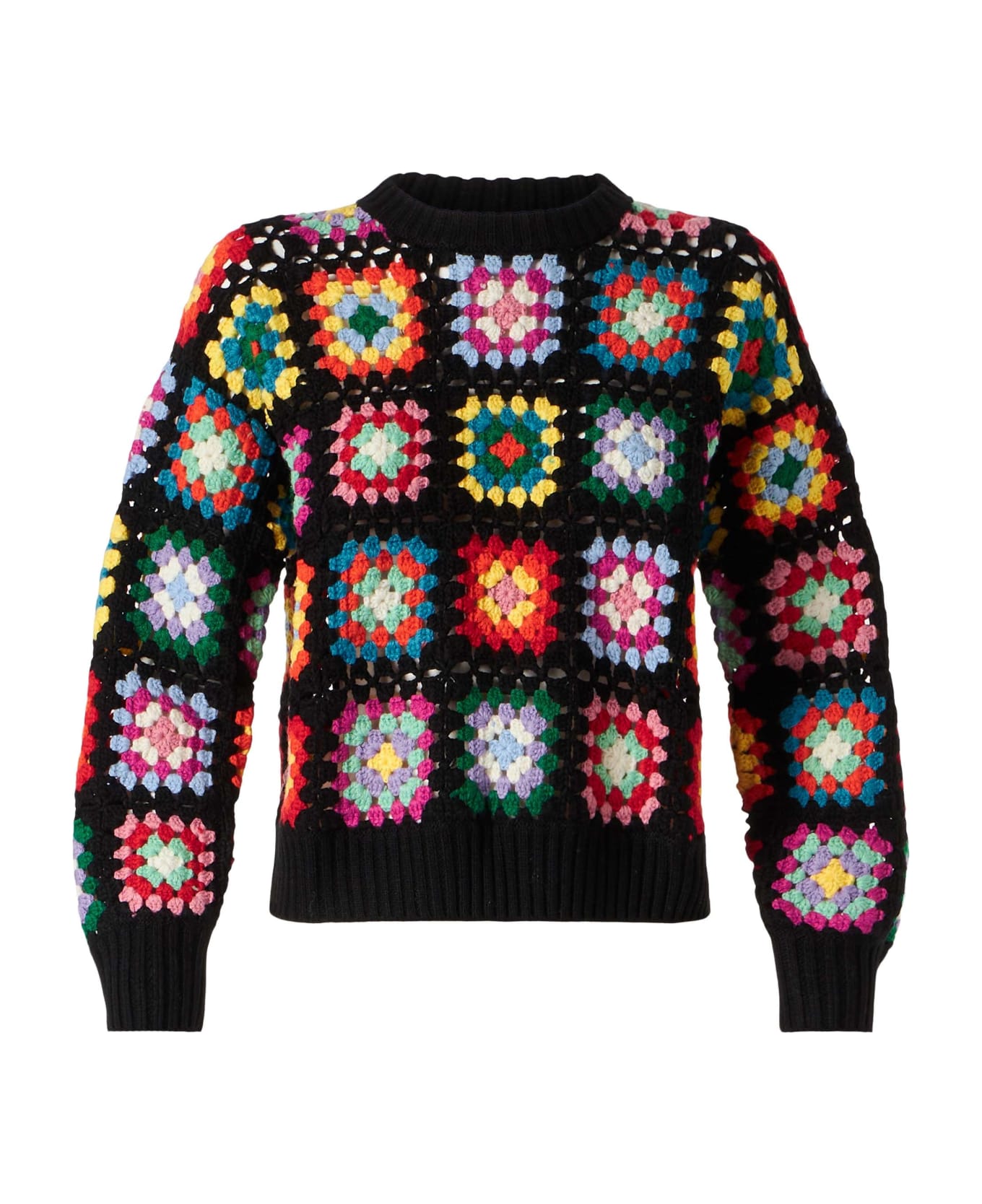 MC2 Saint Barth Woman Multicolor Crochet Sweater - BLACK