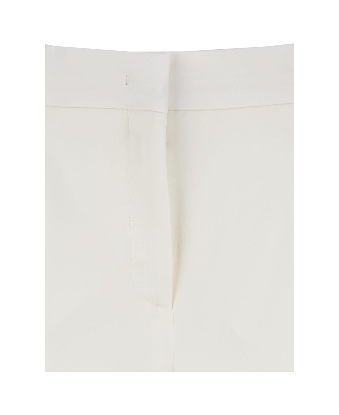 Alberta Ferretti White High Waist Pants With Concealed Closure In Silk Blend Woman - White