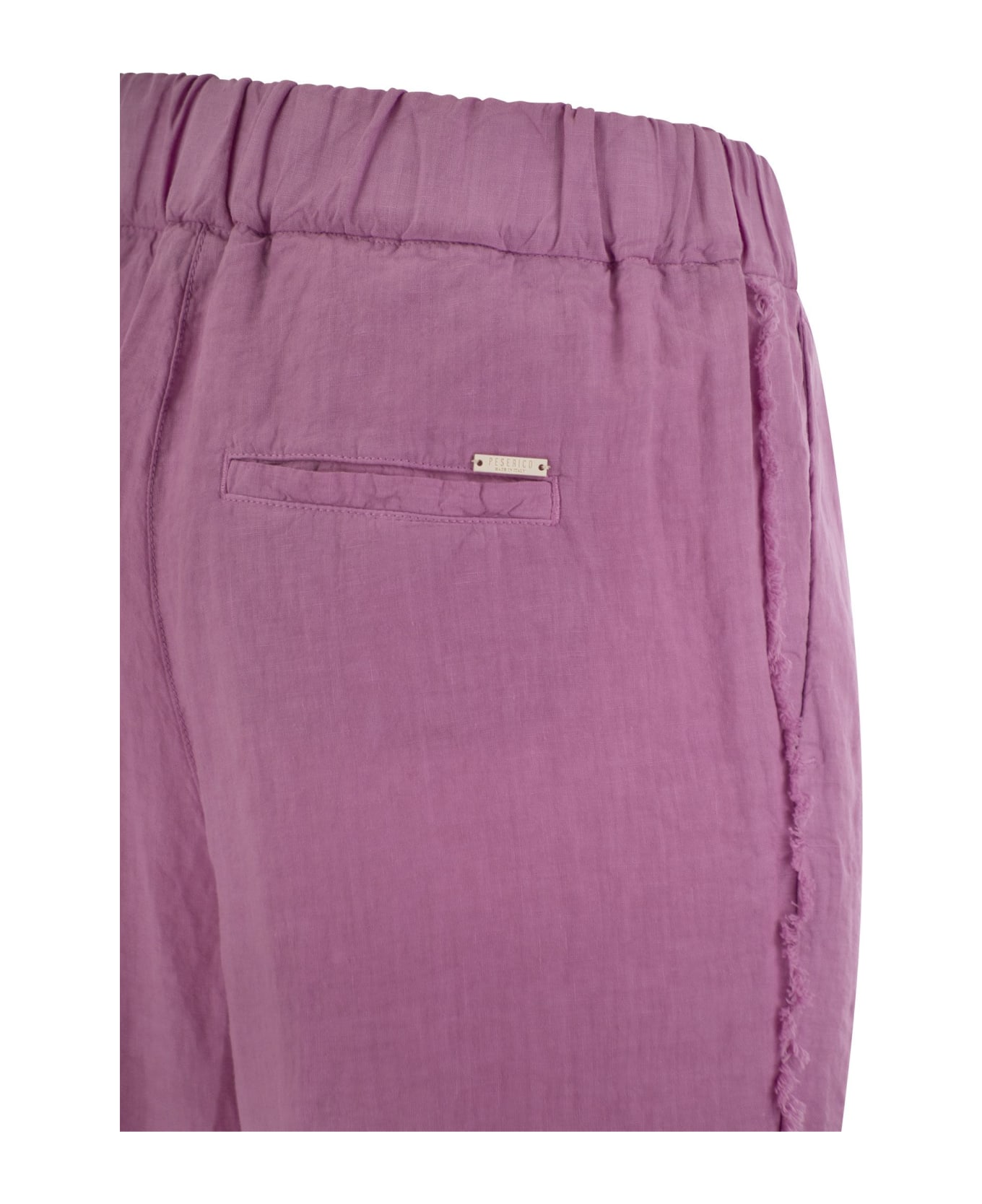 Peserico Linen Trousers With Side Fringes - Pink