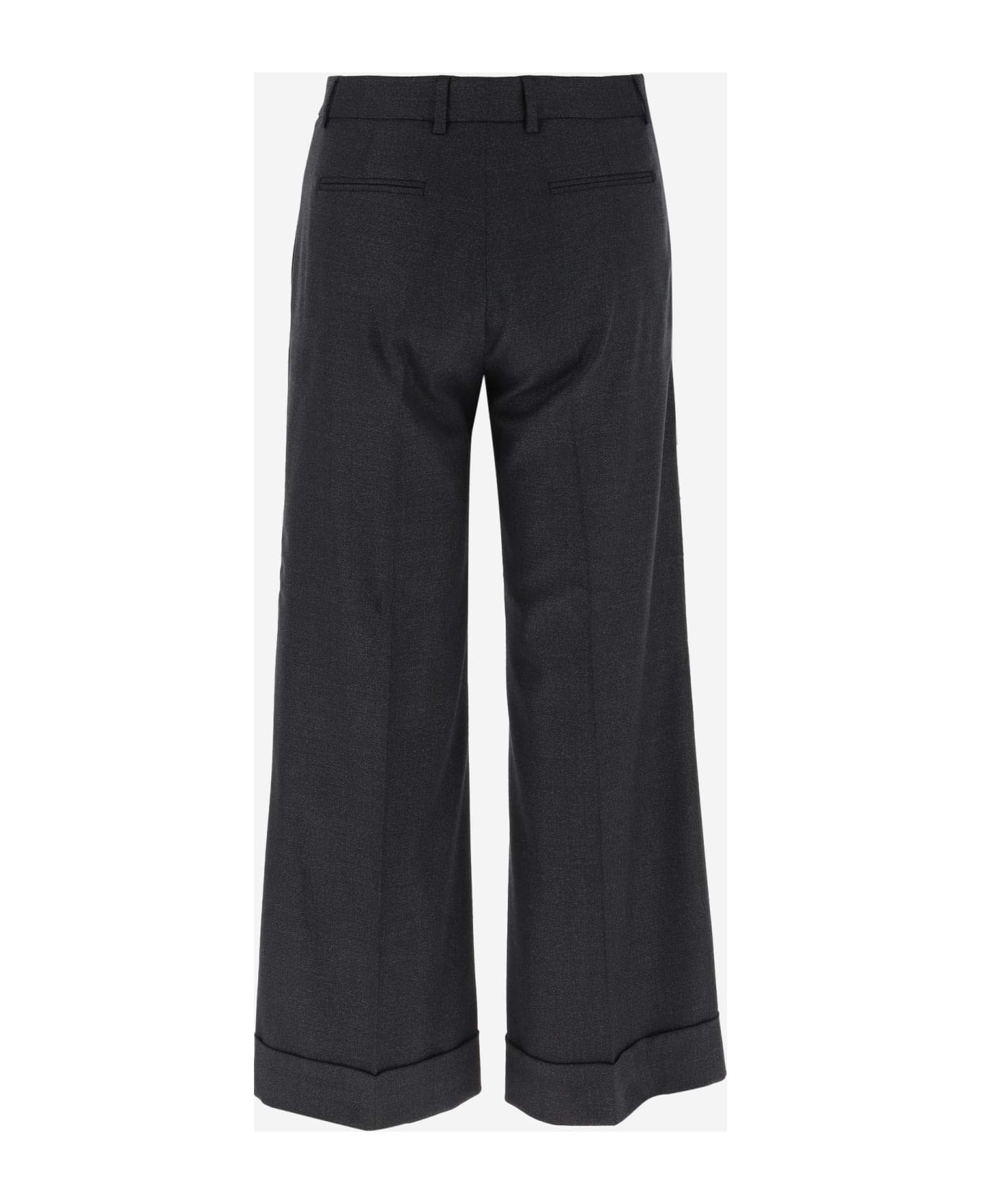 QL2 Stretch Wool Wide-leg Pants - Grey
