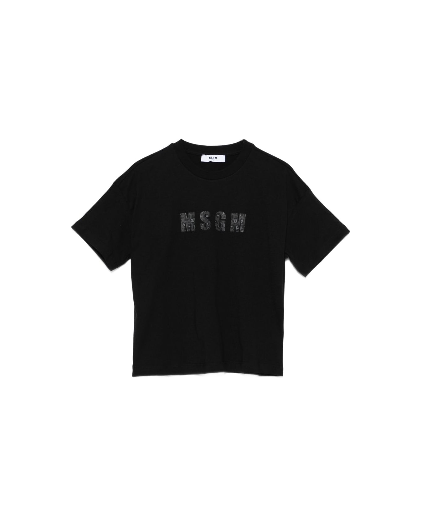MSGM Kids Cotton T-shirt With Logo - Black