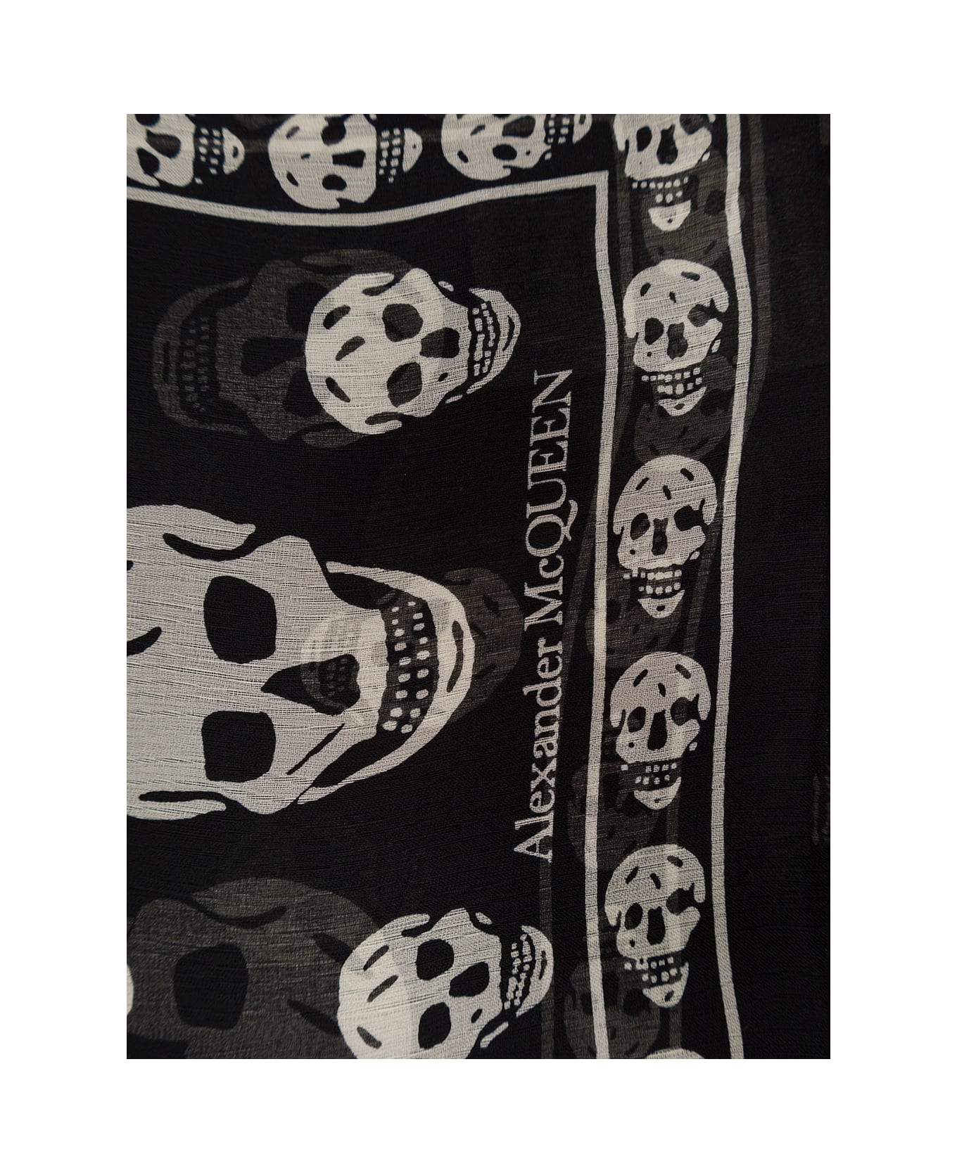 Alexander McQueen Black Scarf With Skull Print All-over In Modal Blend Woman - Black