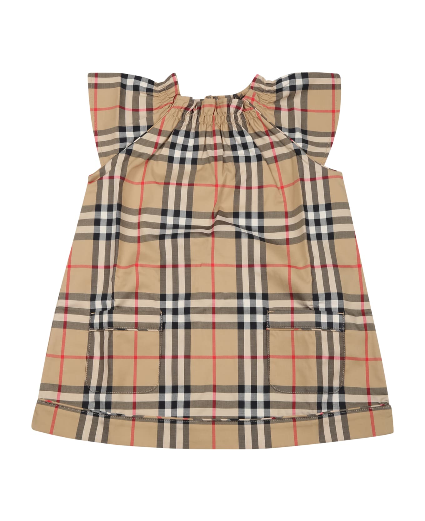 Burberry Beige Dress For Baby Girl With Vintage Check - Multicolor