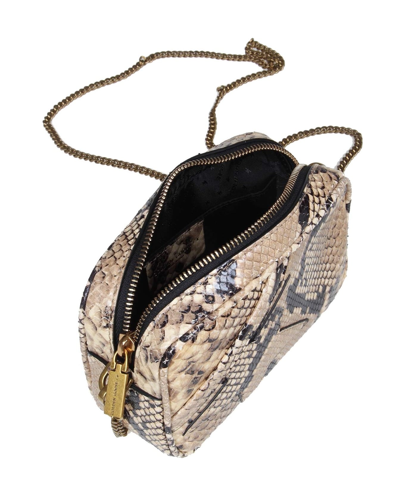 Golden Goose Mini Star Bag Shoulder Bag In Python Print Leather - SAND/BLACK