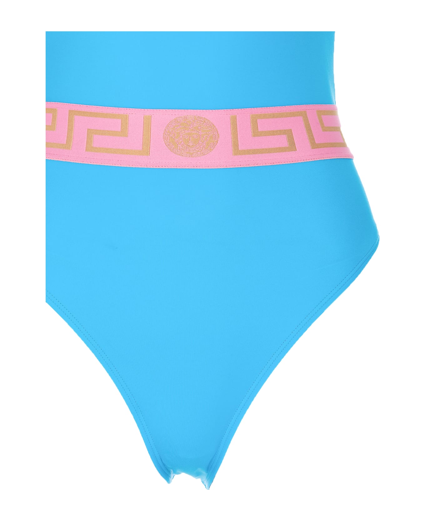 Versace Greca Border One Piece Swimwear - MEDITERRANEAN BLUE-FLAMINGO ワンピース