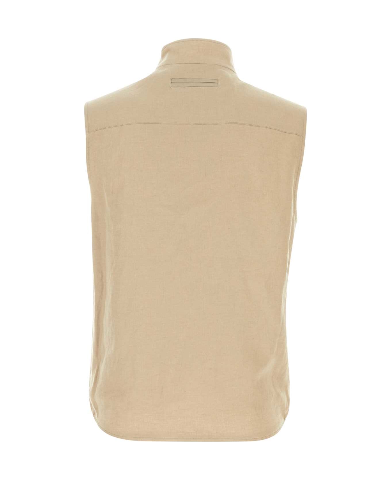 Zegna Sand Linen Gilet - BIANCONATURALEUNITO