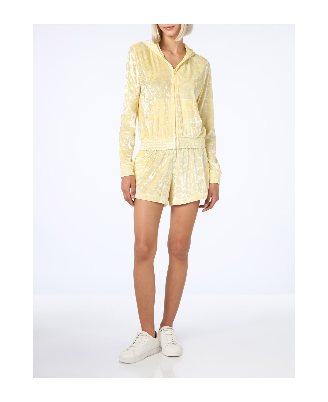MC2 Saint Barth Woman Pale Yellow Chenille Zipped Hoodie Jasmine - YELLOW