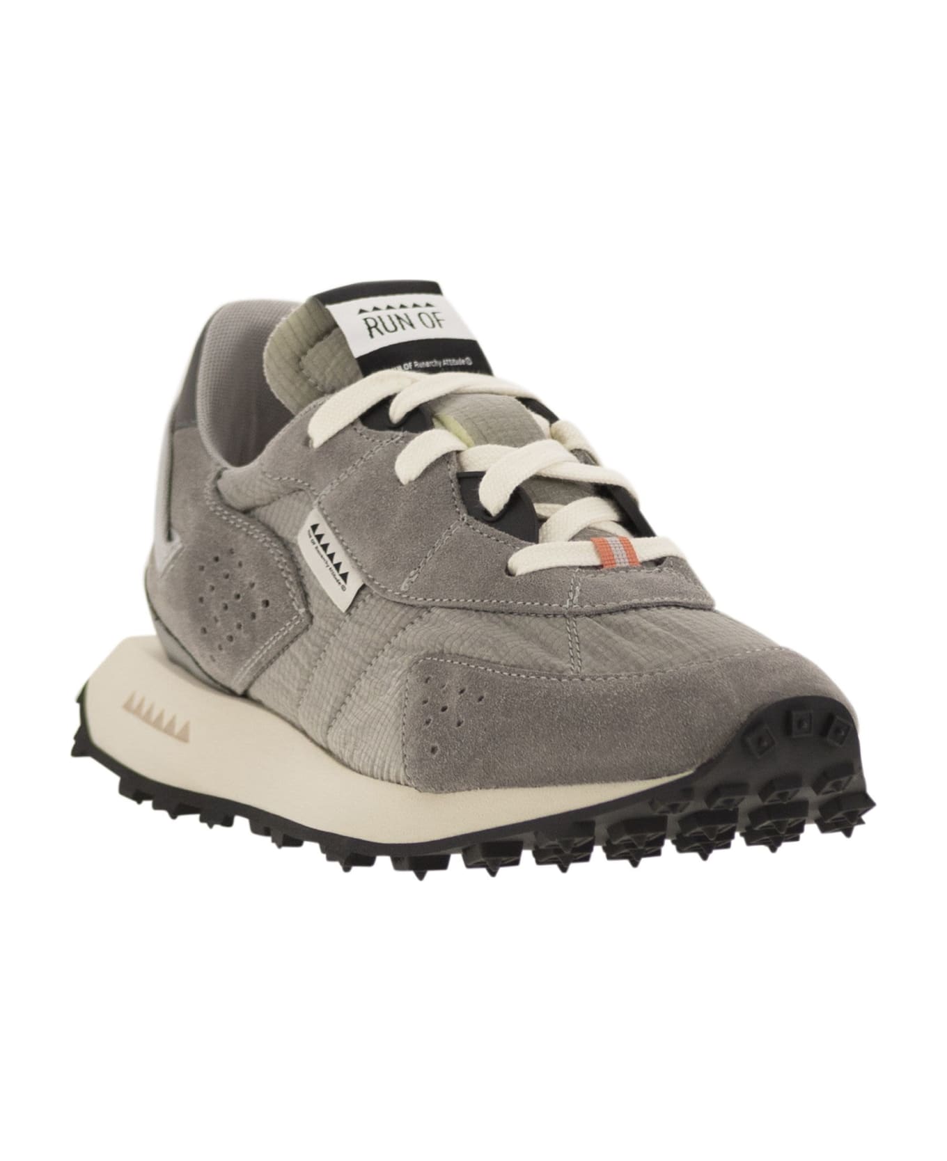 RUN OF Oxygen M - Sneakers Suede, Canvas And Leather - Grey