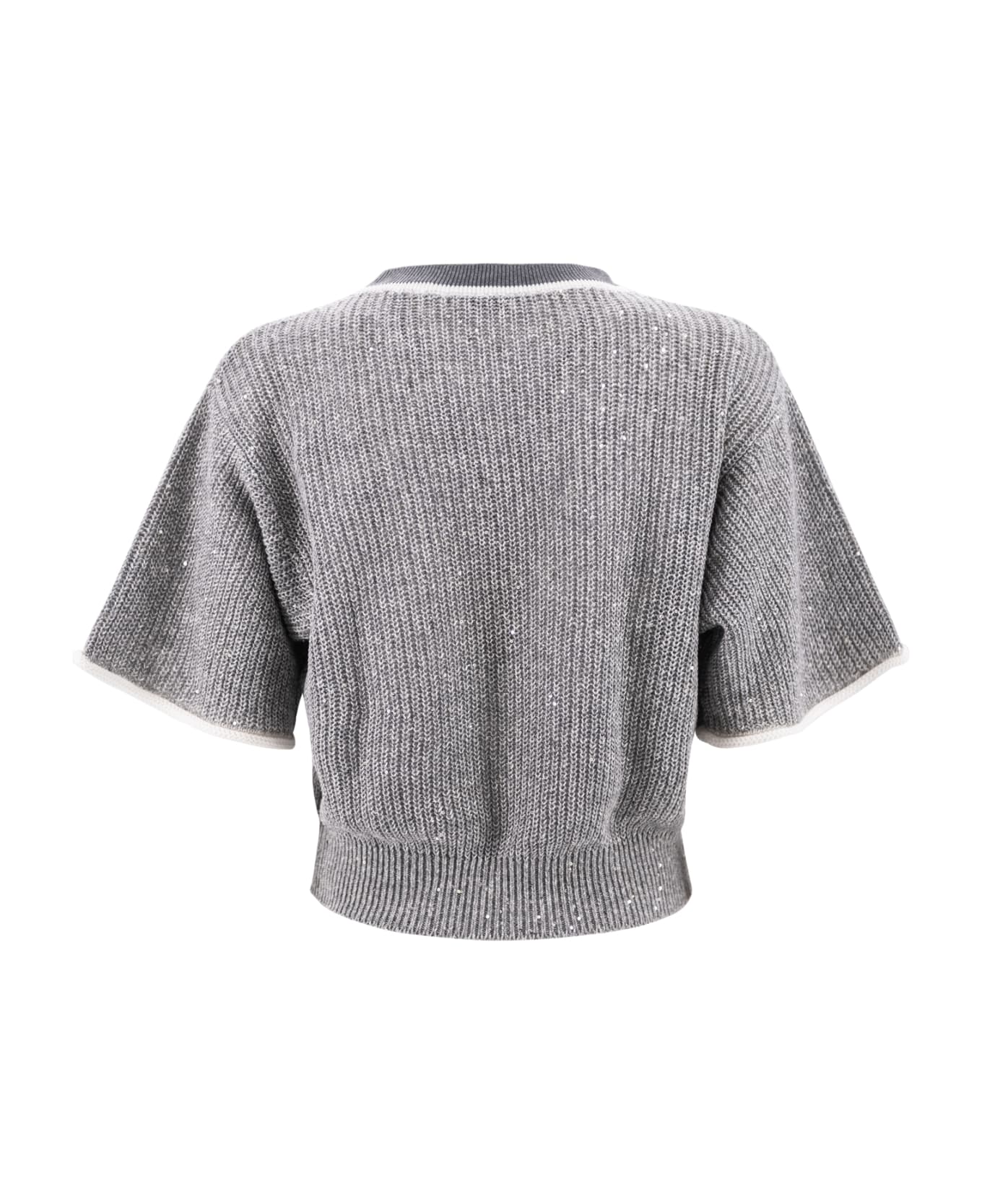 Brunello Cucinelli Contrasting-border Knitted Top - Grey ニットウェア