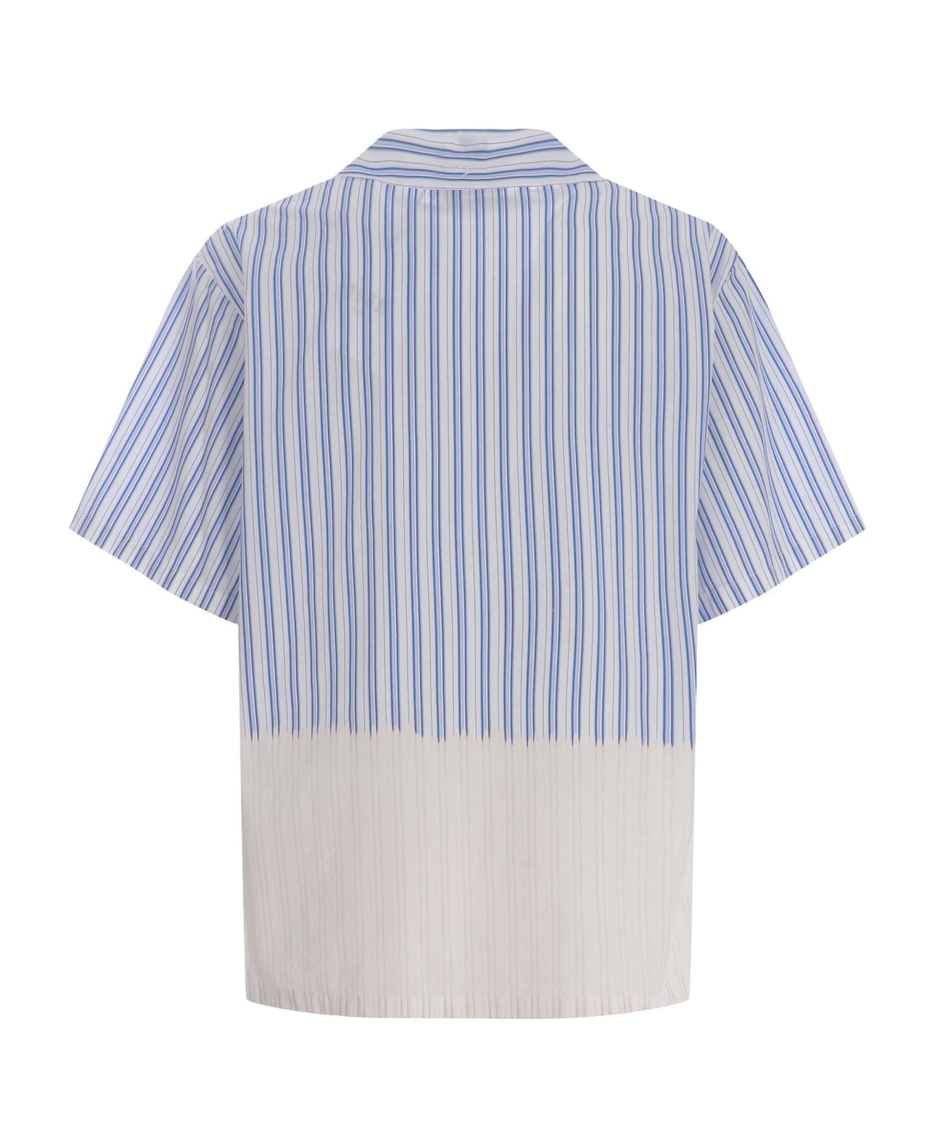 MSGM Shirt Msgm "riga" Made Of Cotton Poplin - Bianco/celeste
