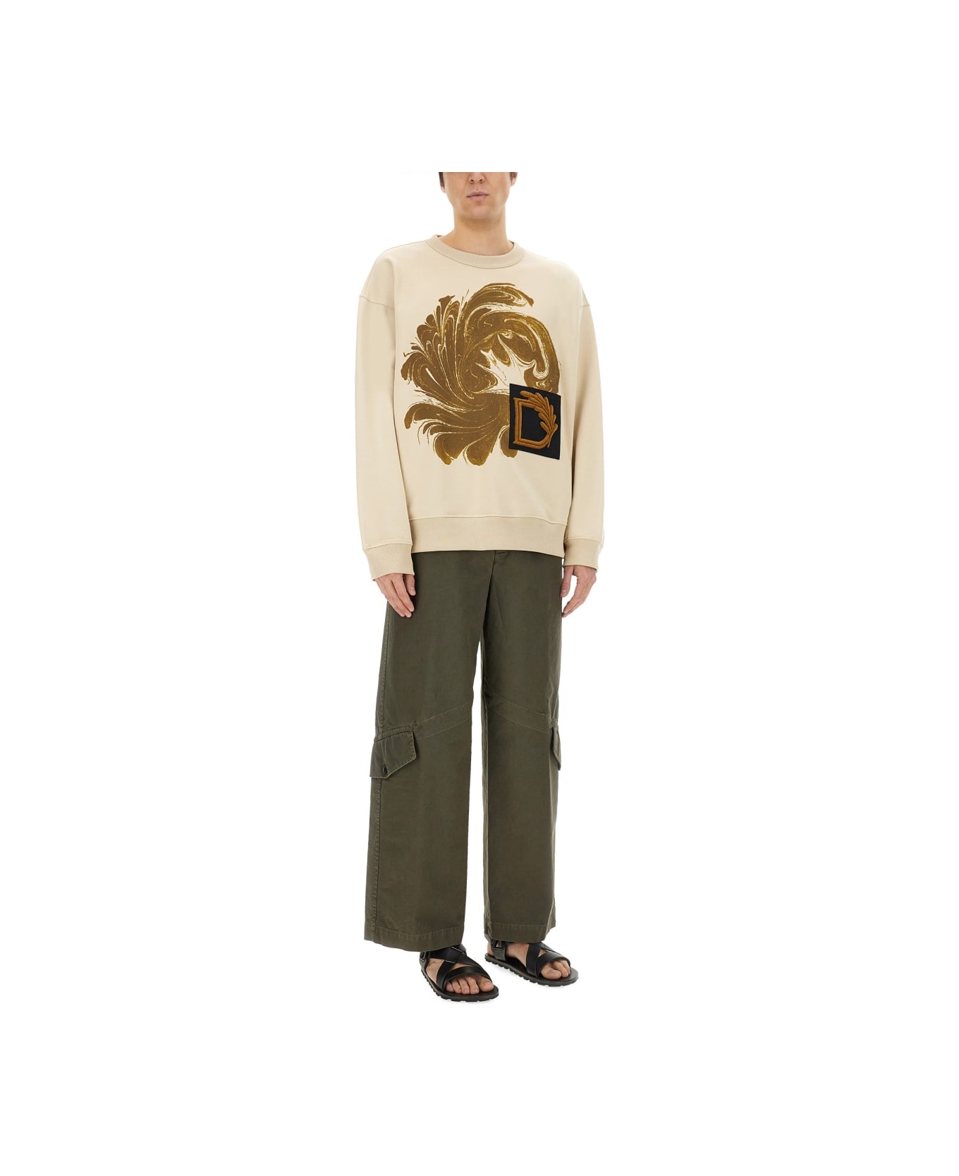 Dries Van Noten Sweatshirt With Print - BEIGE