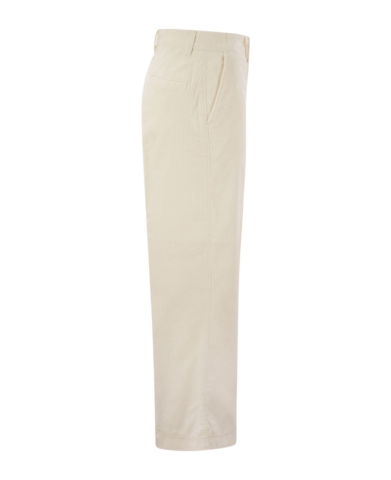 Ralph Lauren Corduroy Wide-leg Cropped Trouser Polo Ralph Lauren - Ivory