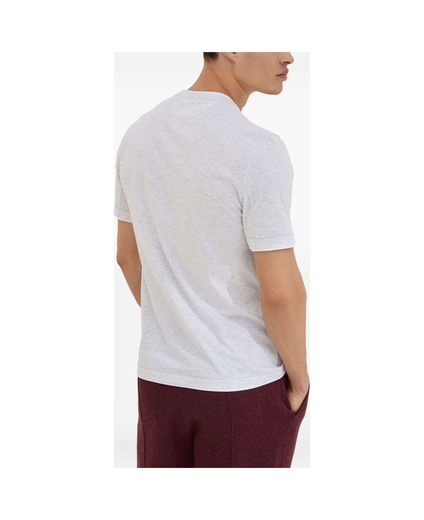Brunello Cucinelli Logo Cotton T-shirt - Light Grey
