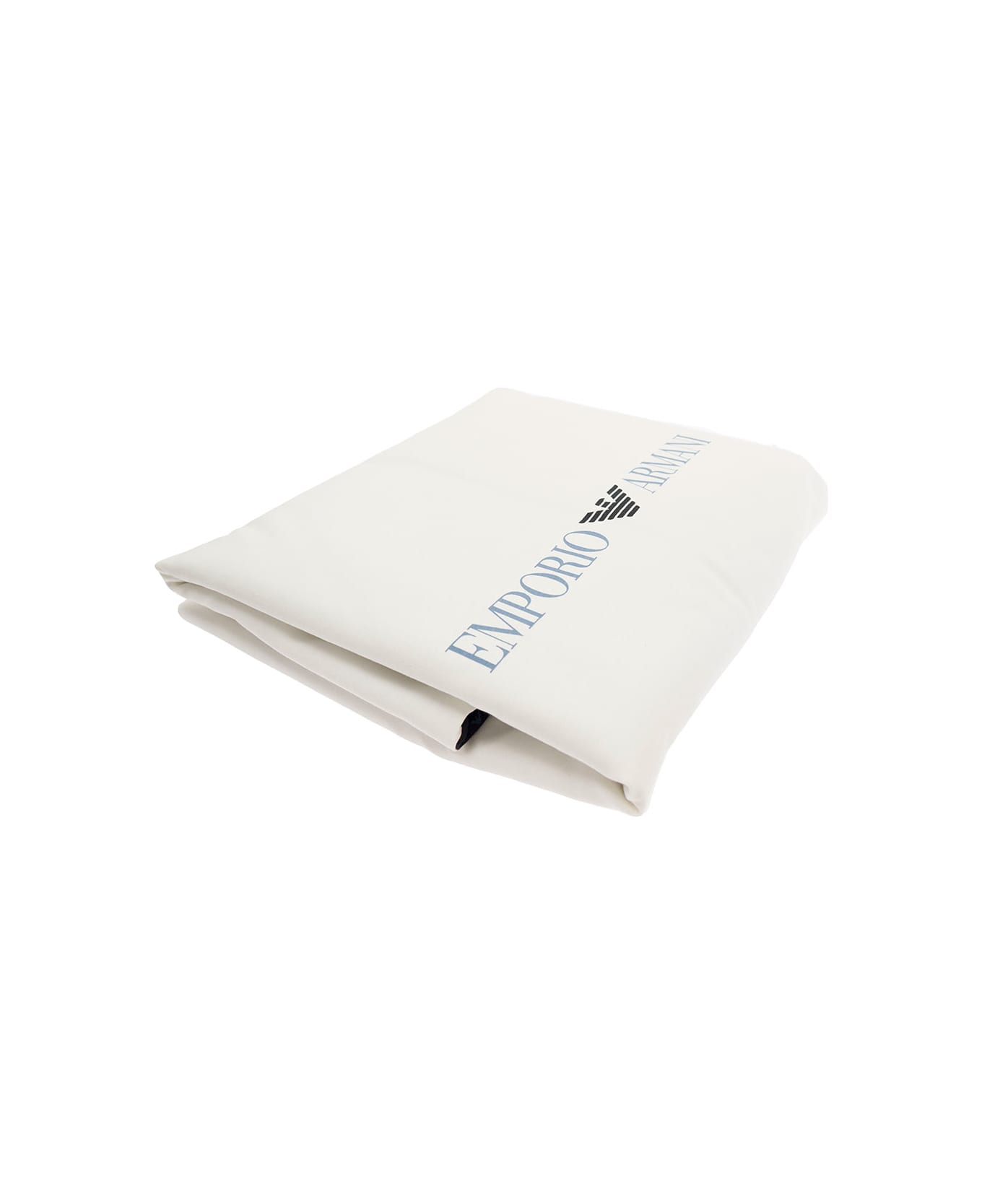 Emporio Armani White Blanket With Contrasting Logo Detail In Cotton - Blu
