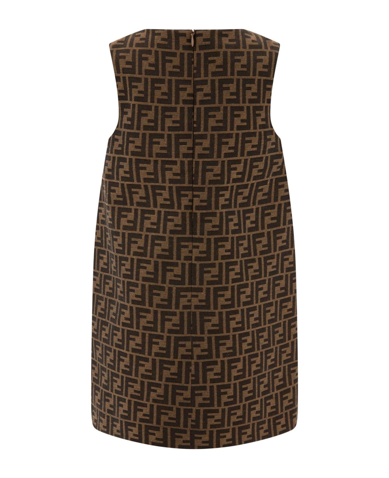 Fendi Logo Embroidered Sleeveless Dress - Zucca