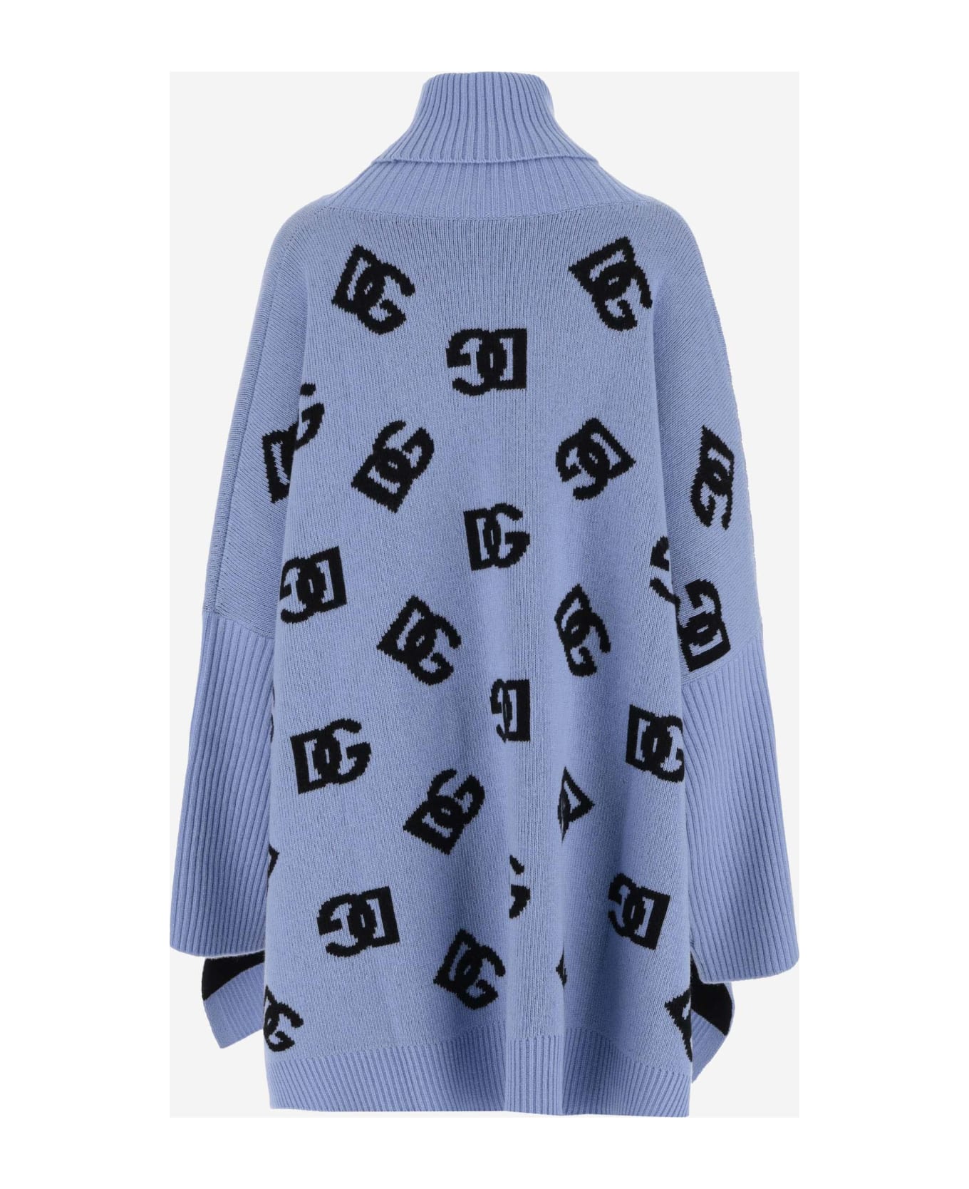 Dolce 
Gabbana Blue And Black Wool Dress - Light Blue