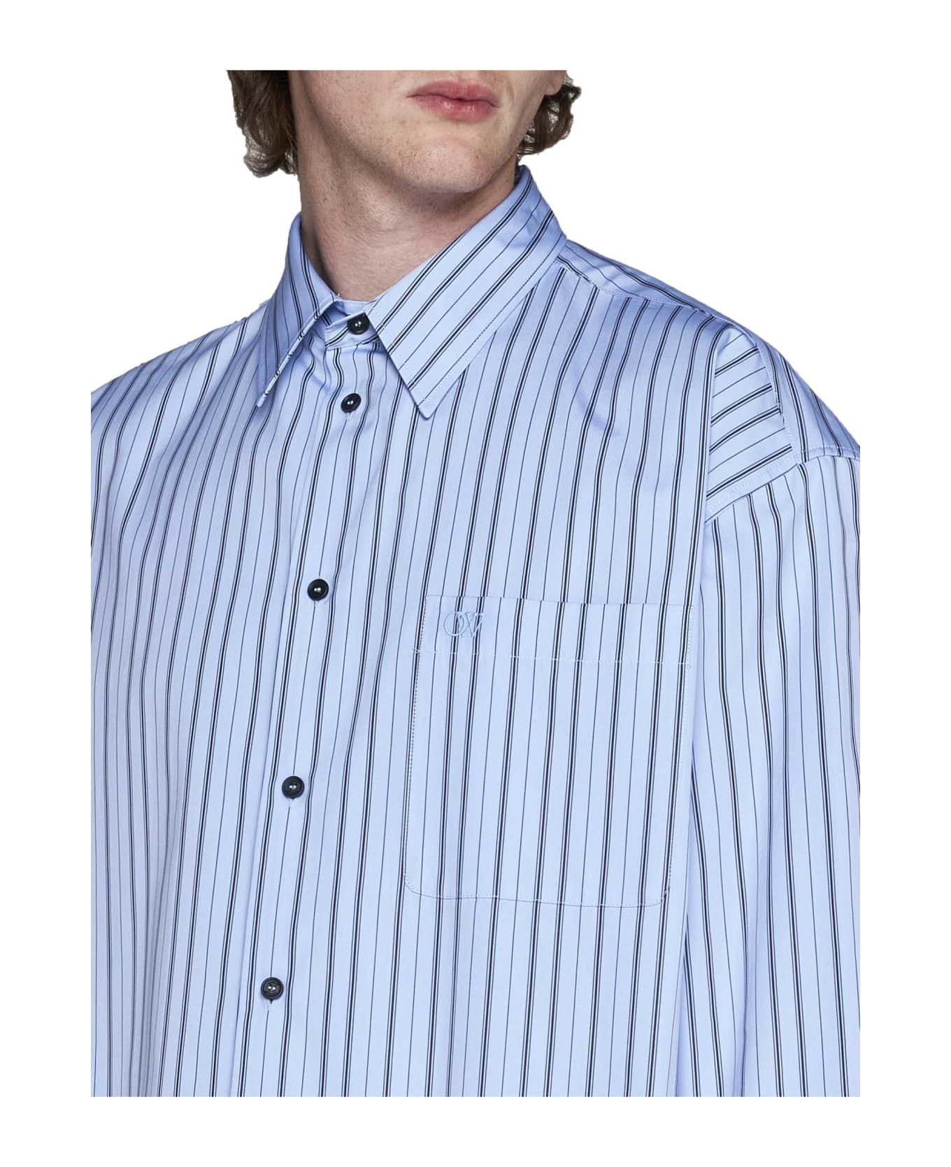 Off-White Embroidered Stripe Shirt - Placid blue