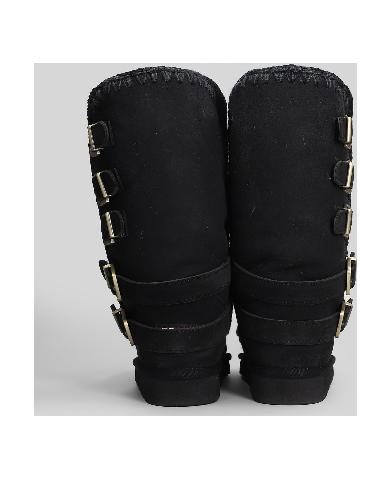 Mou Eskimo 40 Low Heels Boots In Black Suede - black