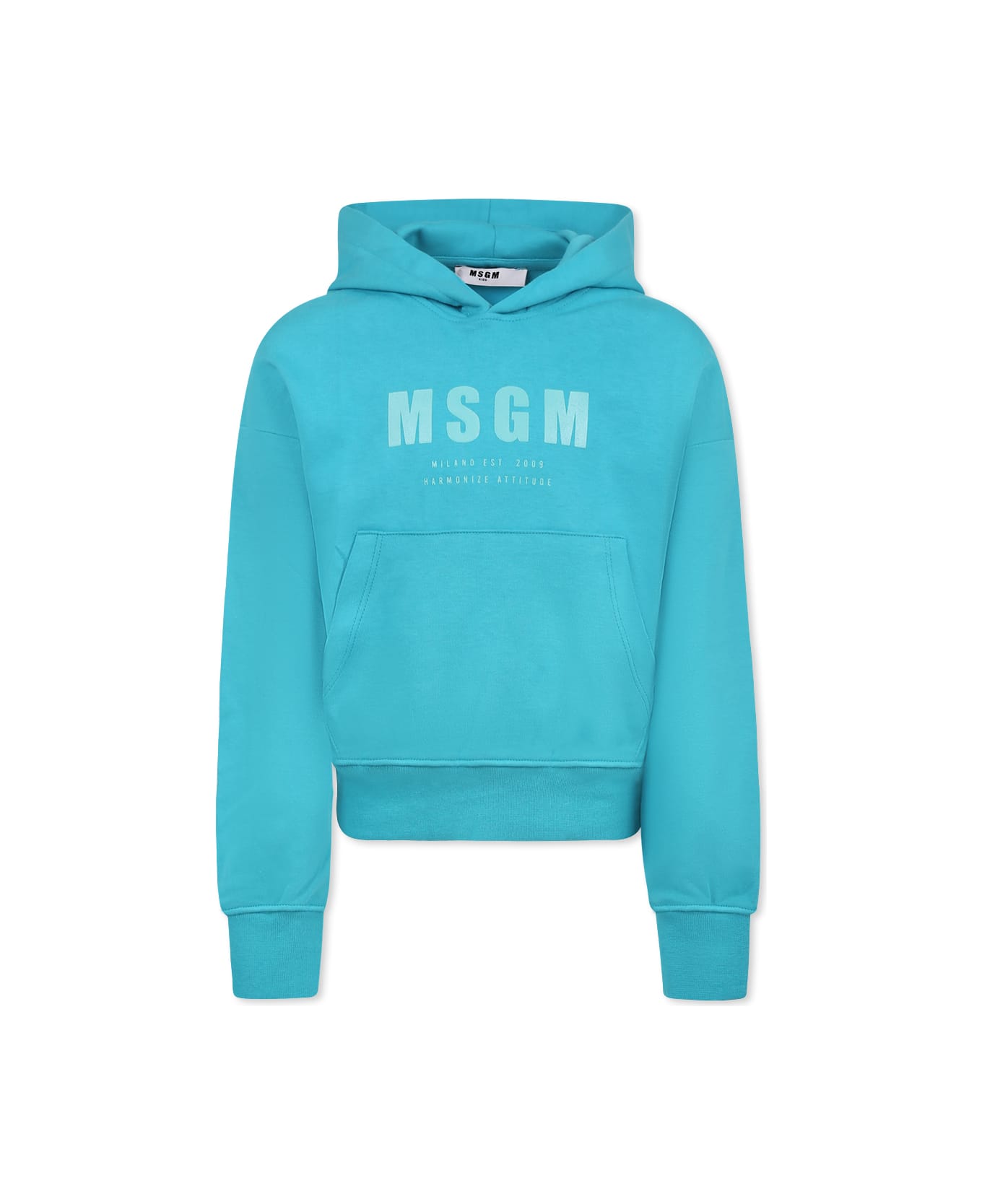 MSGM Green Sweatshirt For Kids With Logo - Green