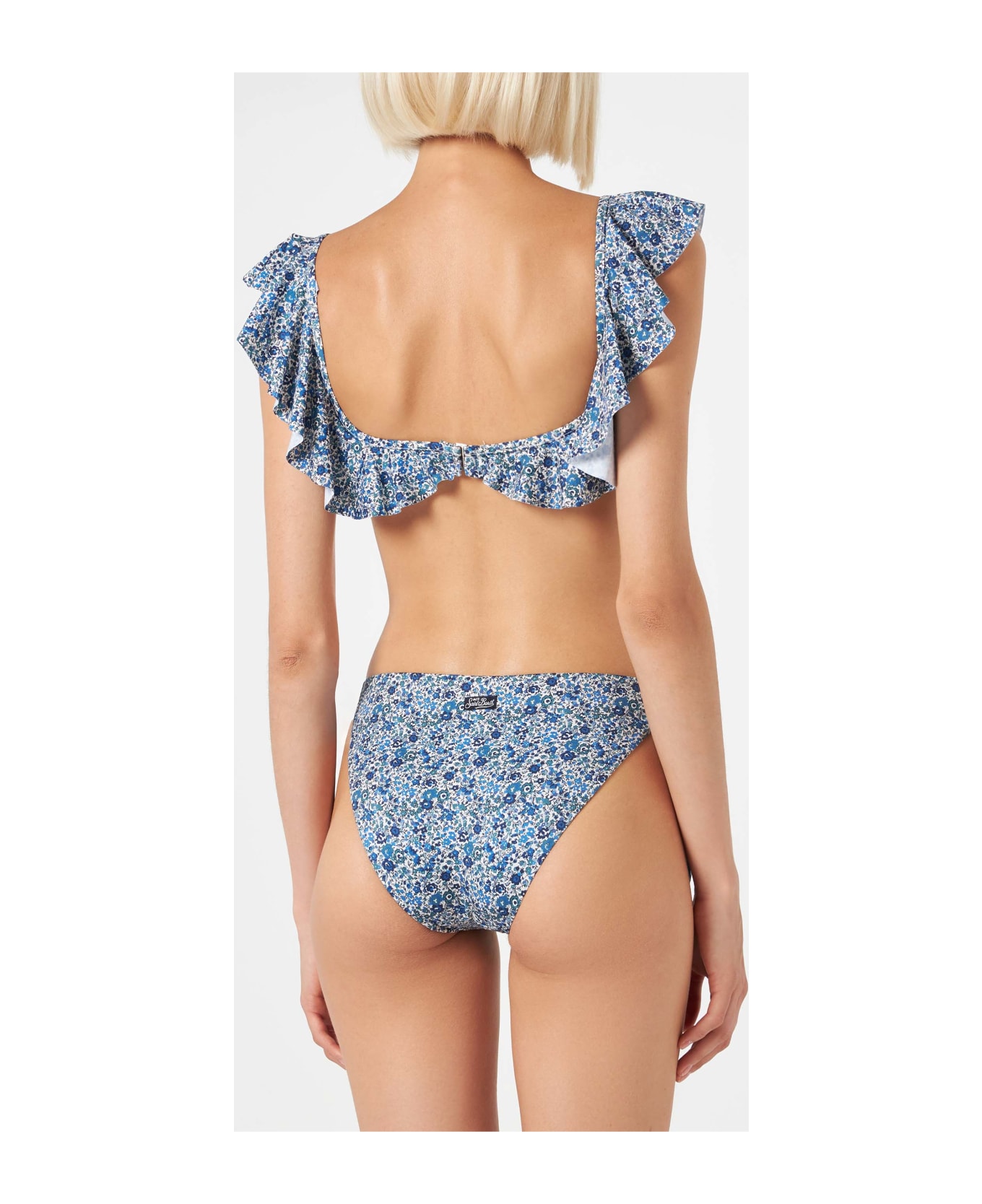 MC2 Saint Barth Woman Off Shoulder Bikini With Flower Print | Made With Liberty Fabric - BLUE