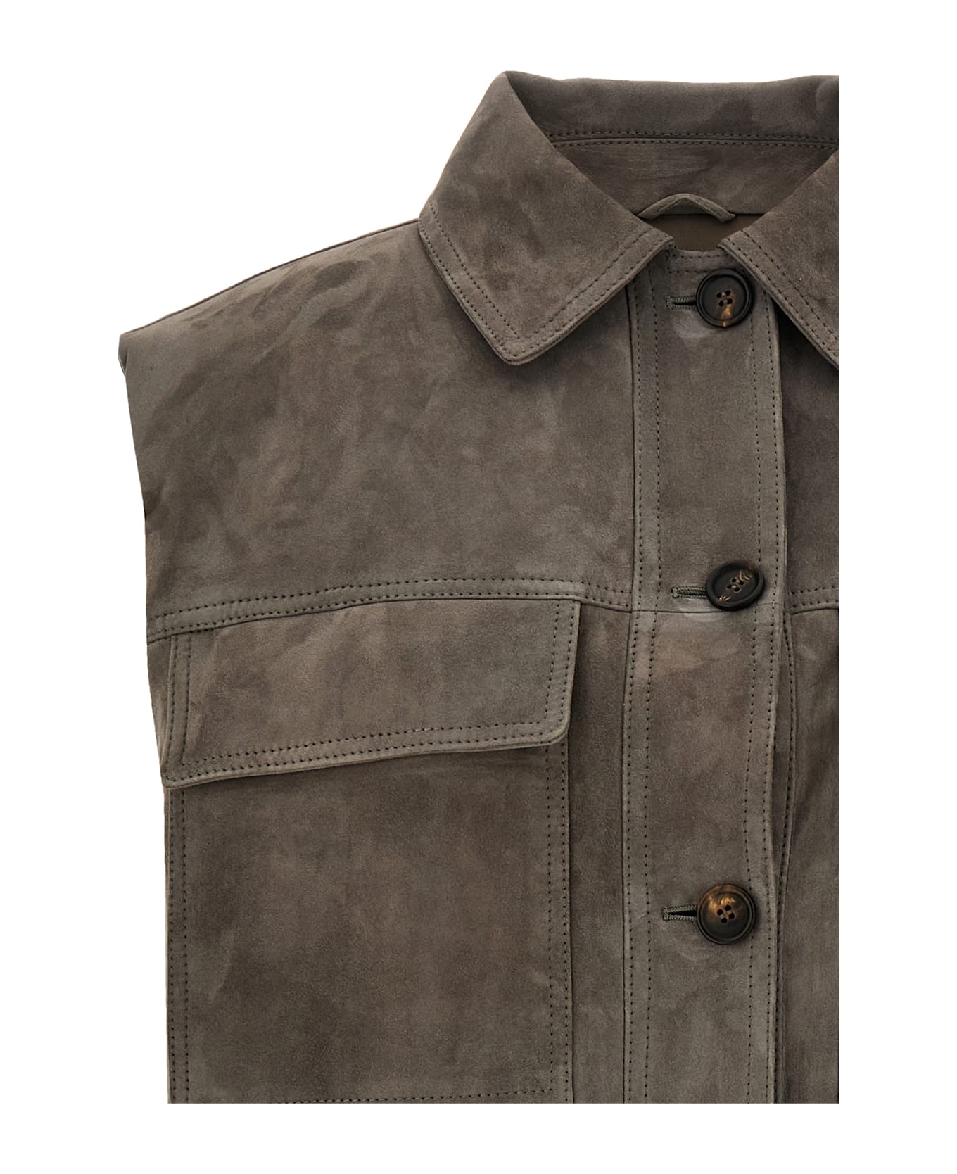 Brunello Cucinelli Couture Suede Vest - Gray