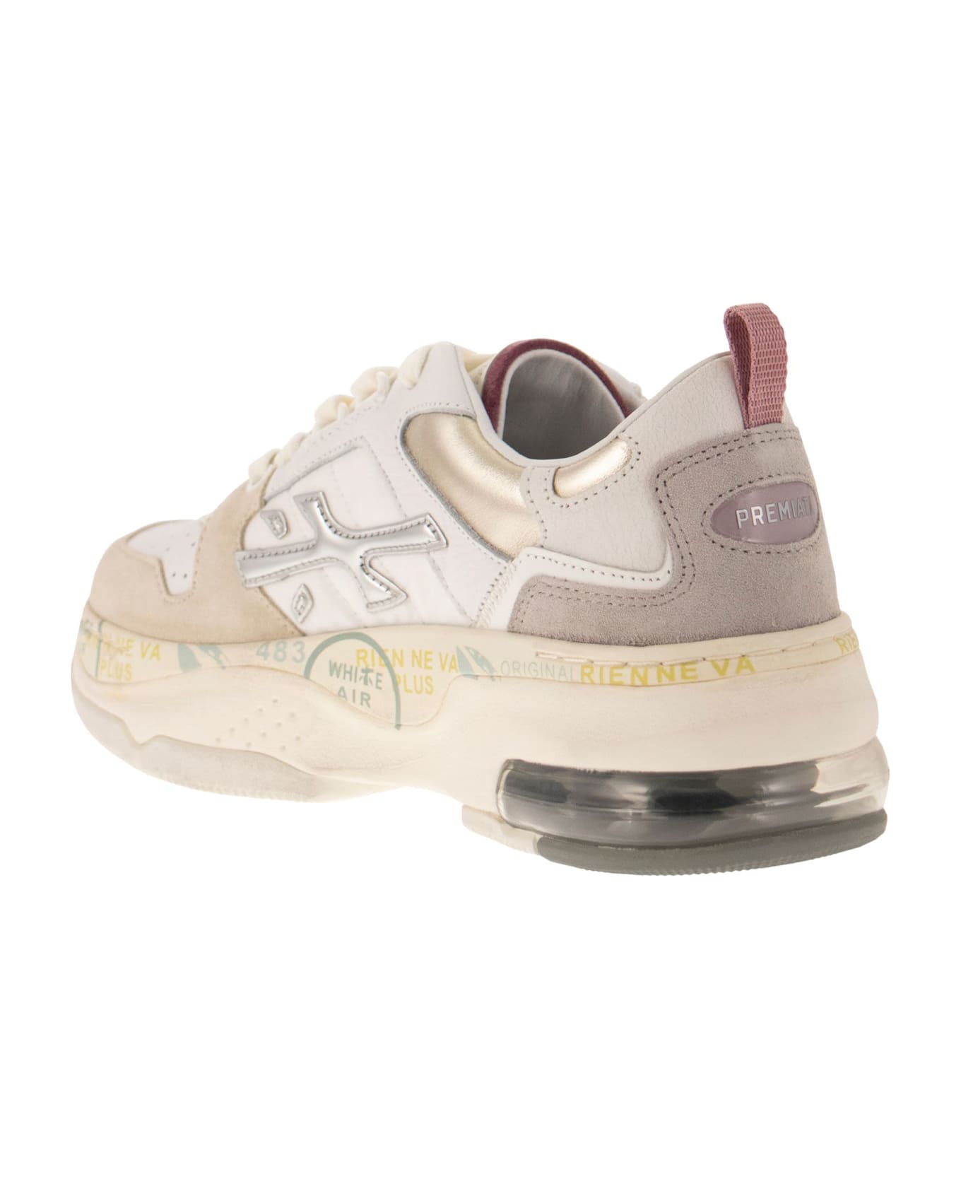 Premiata 'draked' Multicolor Leather Blend Sneakers - White/ivory