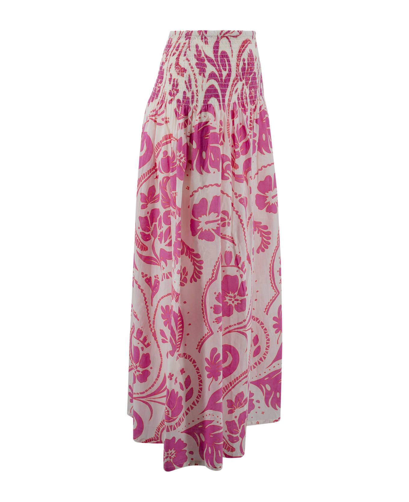 Surkana Long Skirt With Elastic Gathers At The Waist - Fuchsia