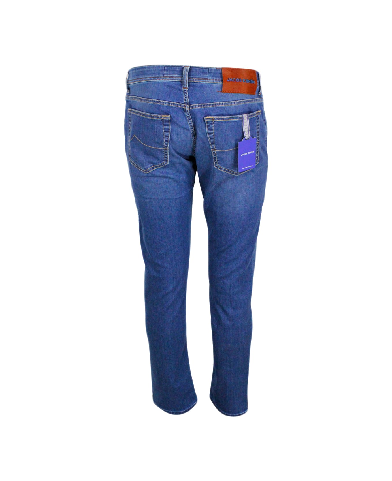 Jacob Cohen Bard J688 Luxury Edition Denim Trousers In Soft Stretch Denim With 5 Pockets With Closure Buttons And Lacquered Pony Skin Button With Logo - Denim