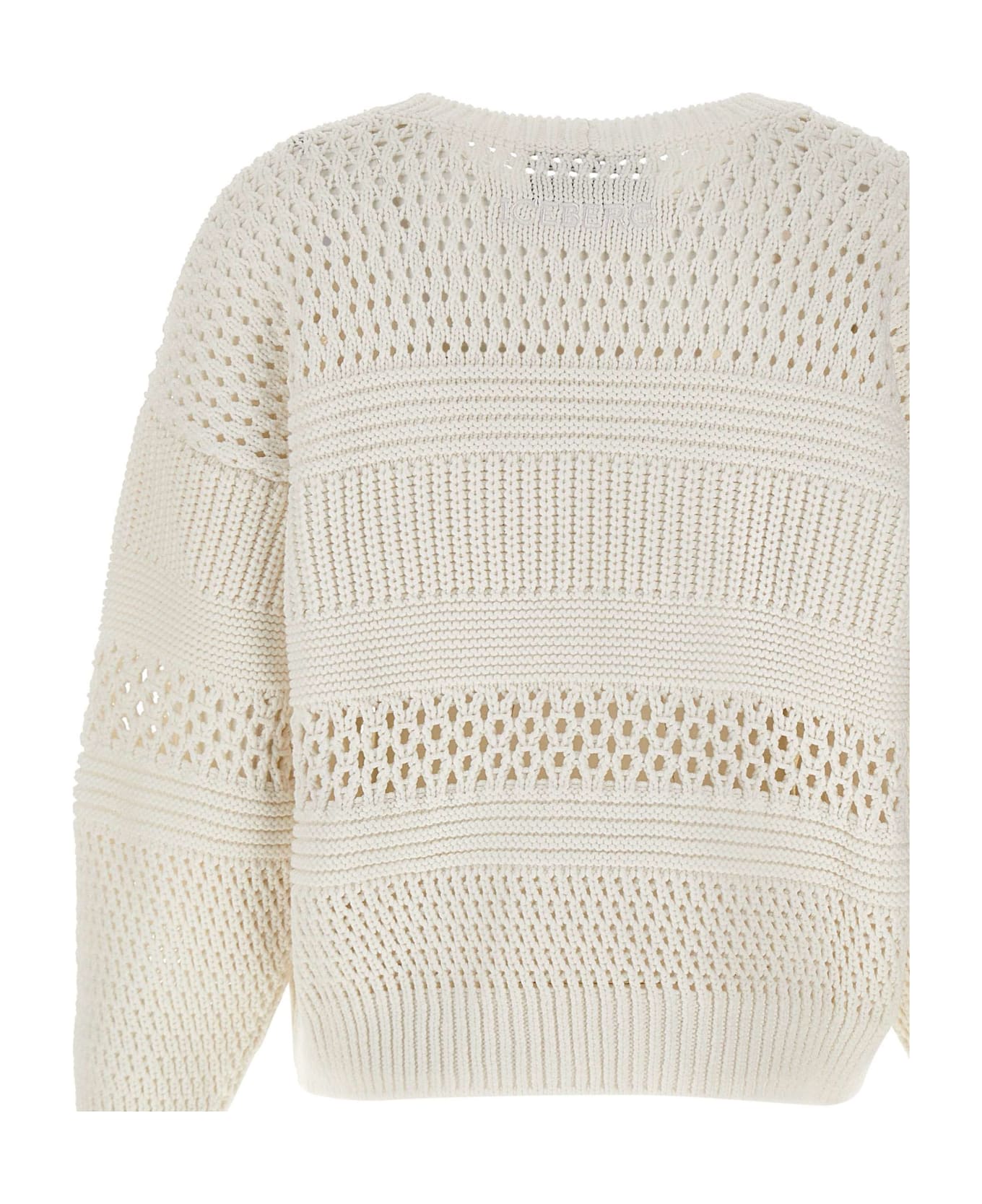Iceberg Perforated Cotton Sweater - WHITE