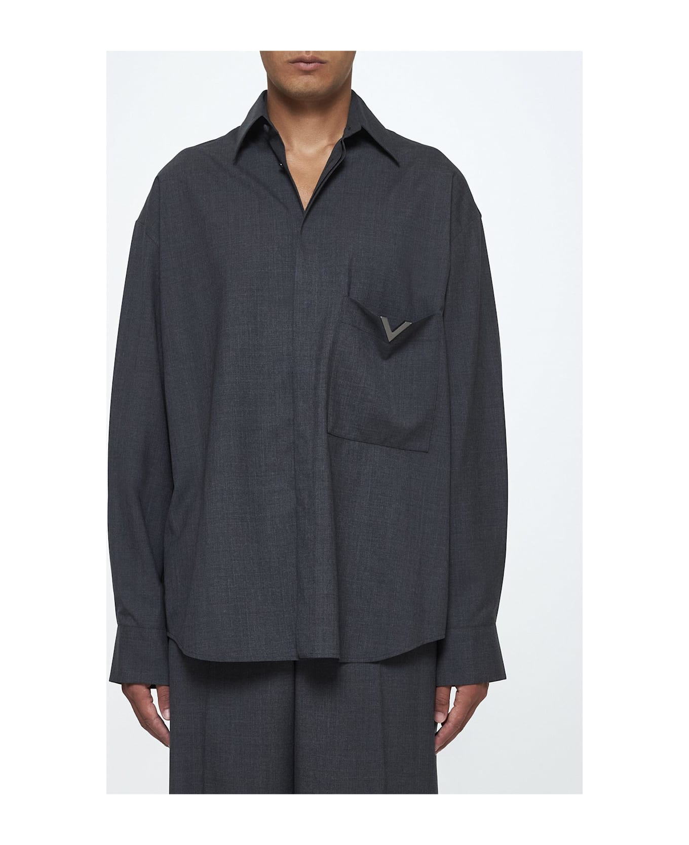 Valentino Wool Shirt - Grigio Melange