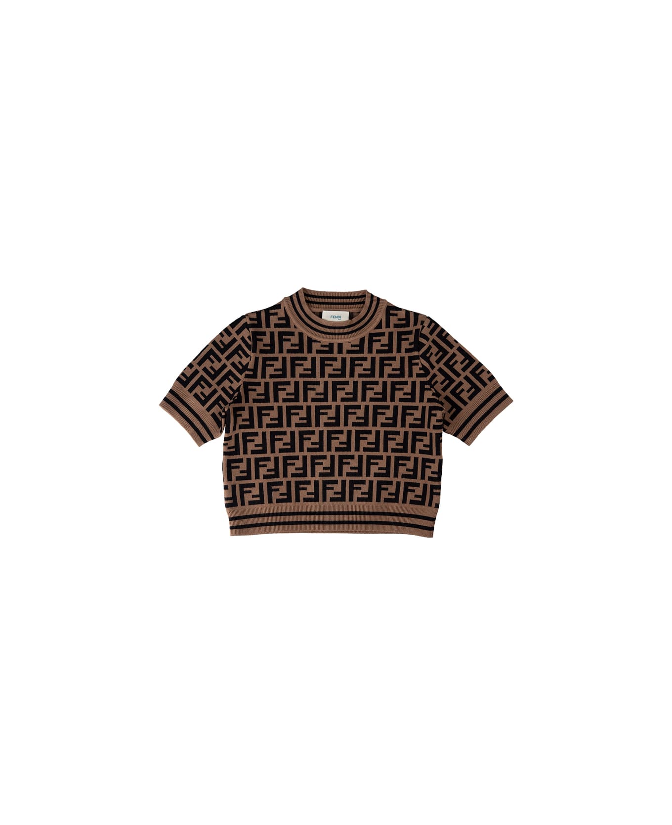 Fendi Short-sleeved Pullover With All-over Ff Motif - Brown