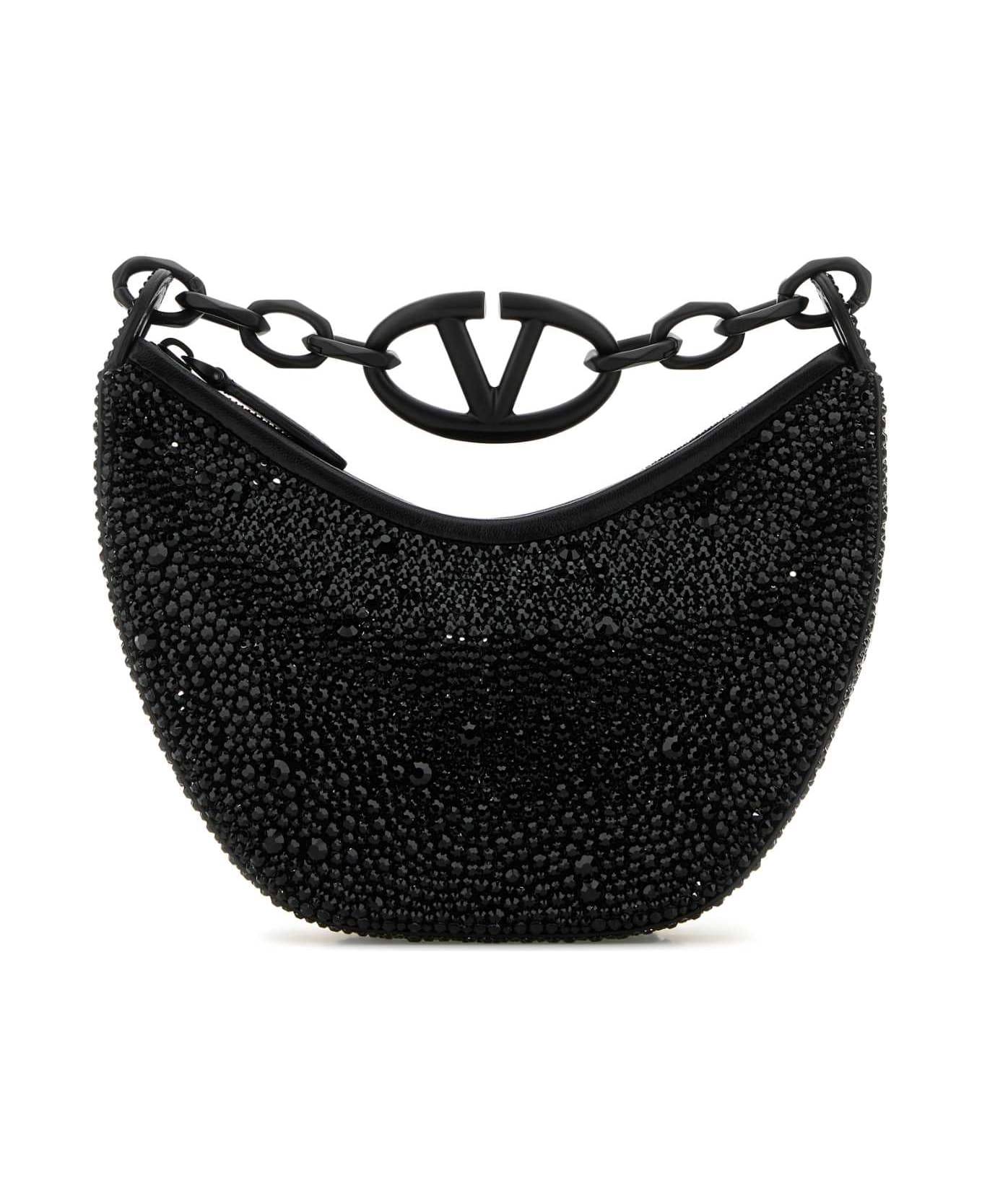 Valentino Garavani Embellished Leather Hobo Vlogo Moon Handbag - JETNERO