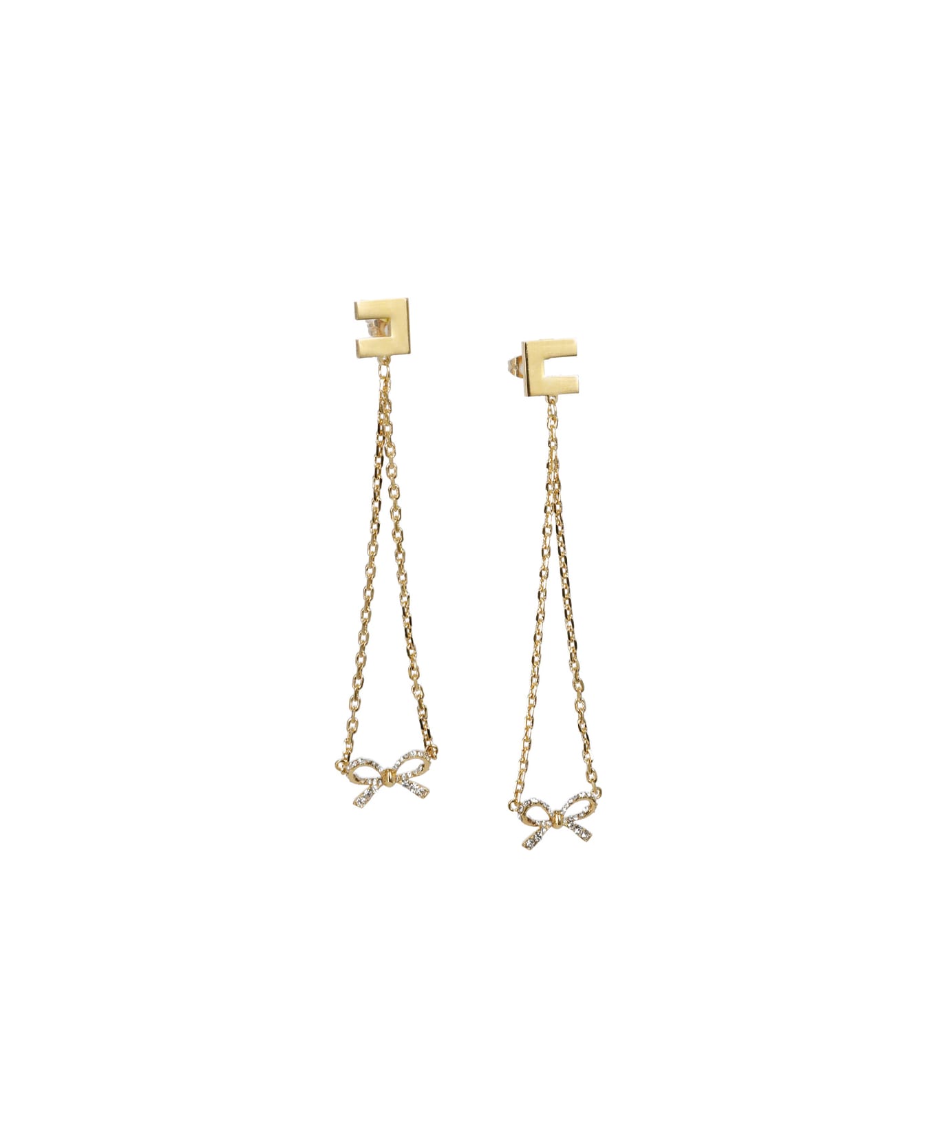Elisabetta Franchi Earrings With Bow - Golden