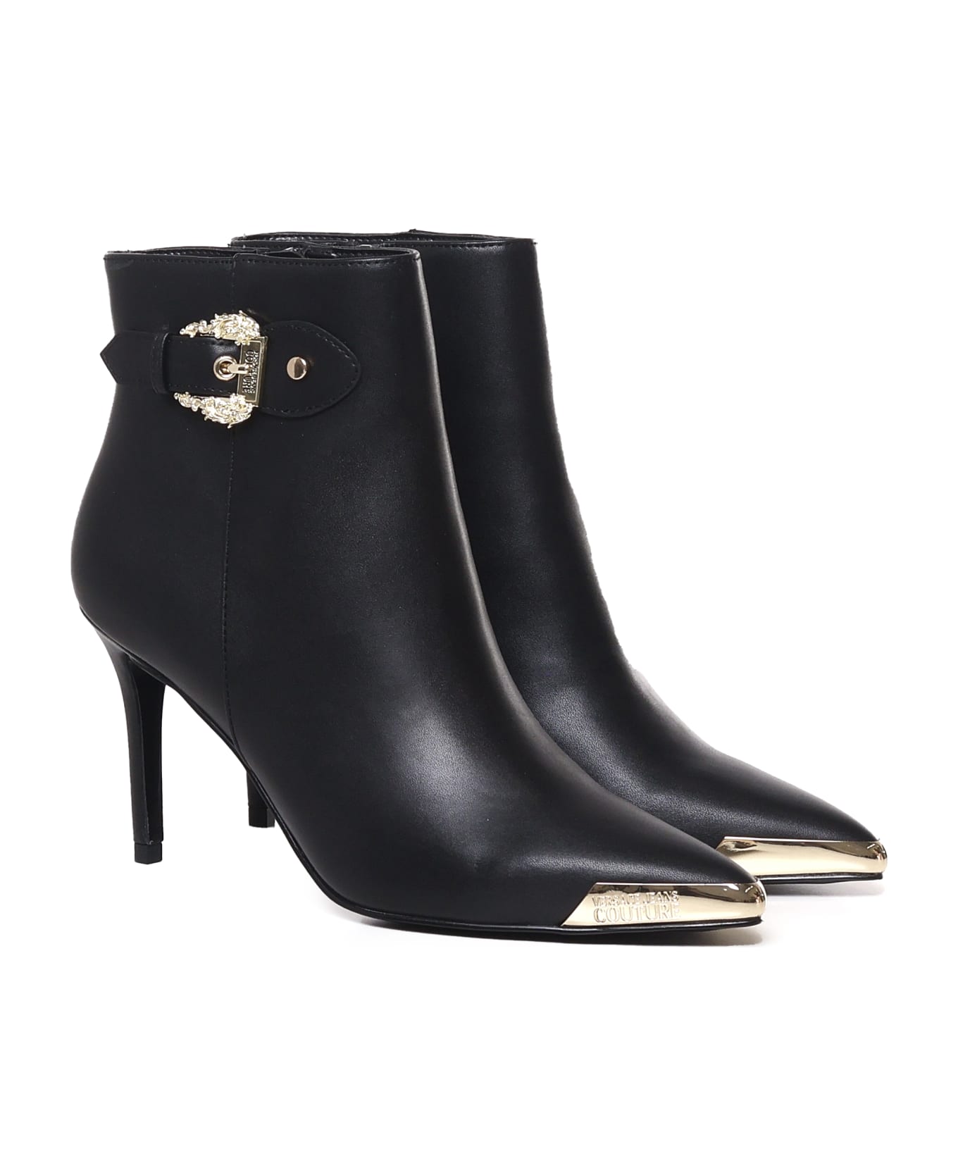 Versace Jeans Couture Ankle Boot With Buckle On The Ankle - Black
