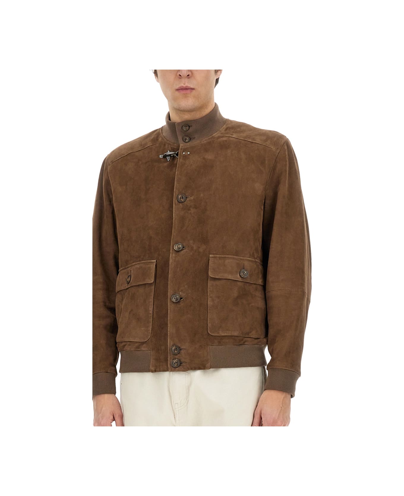 Fay Leather Jacket - BROWN