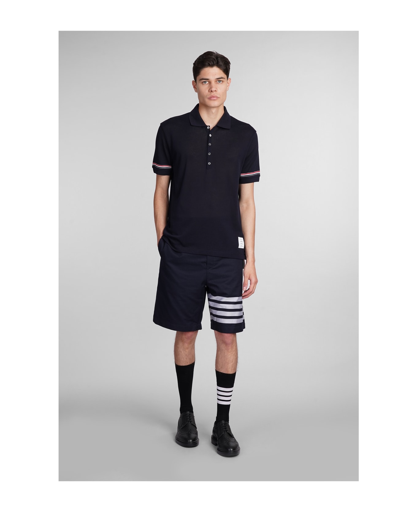 Thom Browne Polo In Blue Cotton - blue