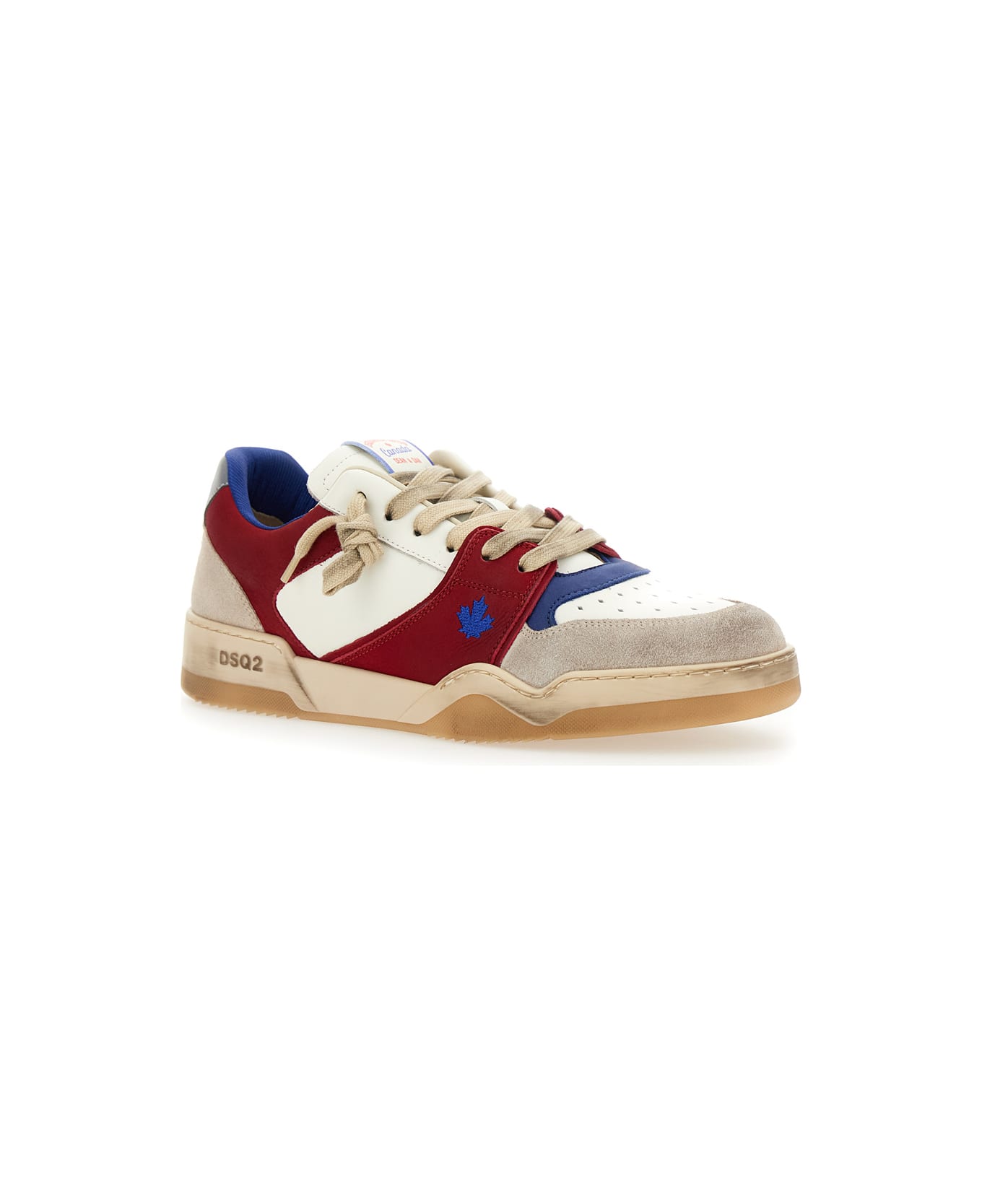 Dsquared2 Red Sneakers With Suede Inserts And Embossed Logo On The Side In Leather Man - Red